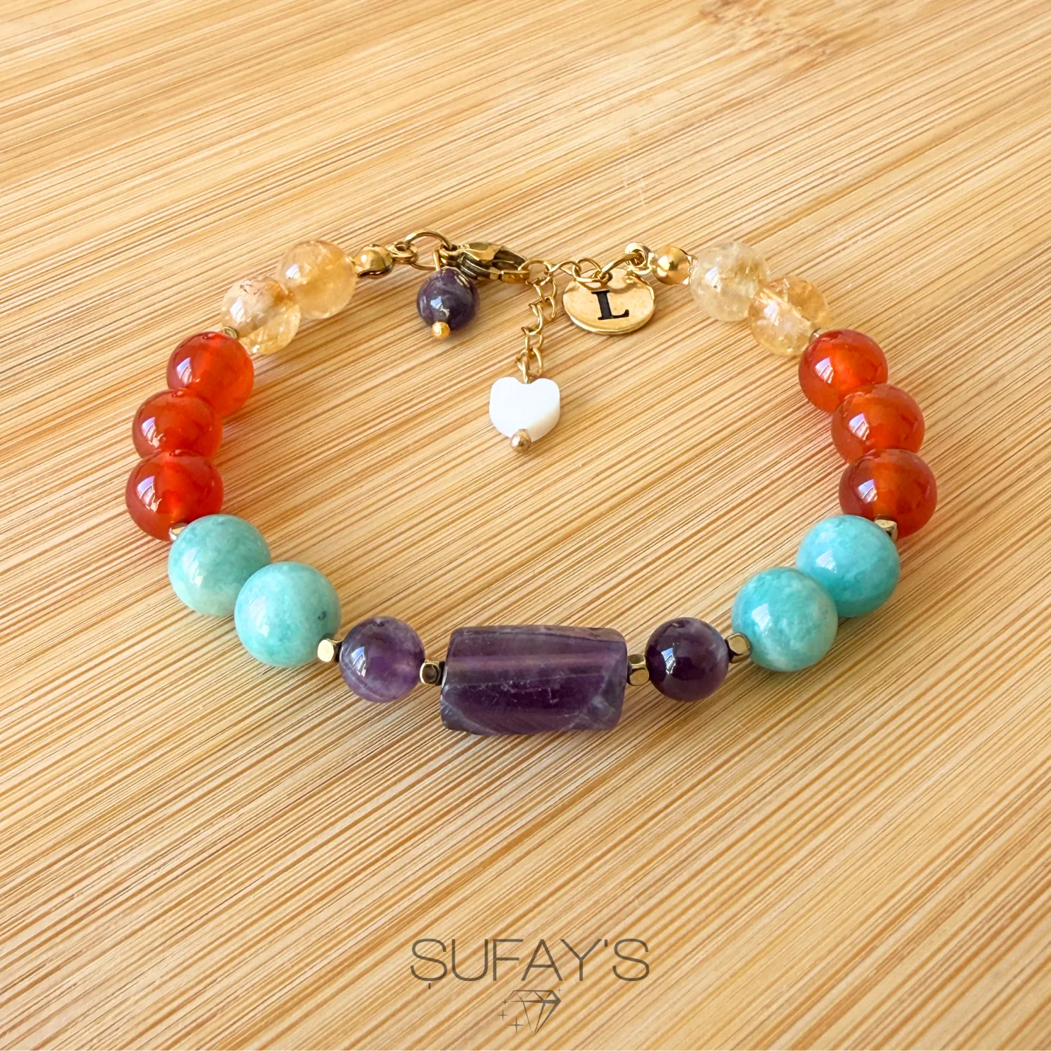 Başak Burcu Kişiye Özel Doğal Taş Harf Bileklik