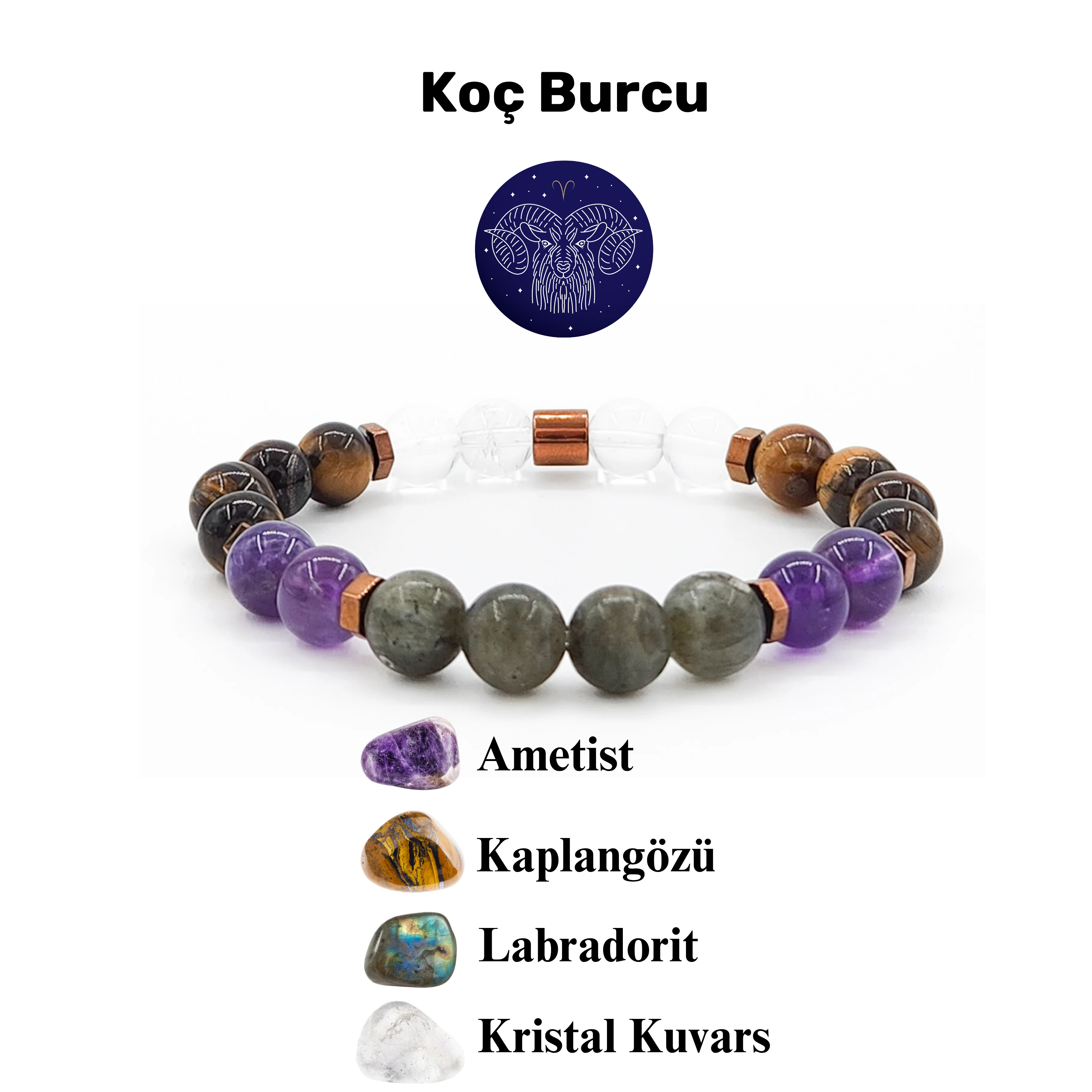 Koç Burcu Doğal Taş Bileklik