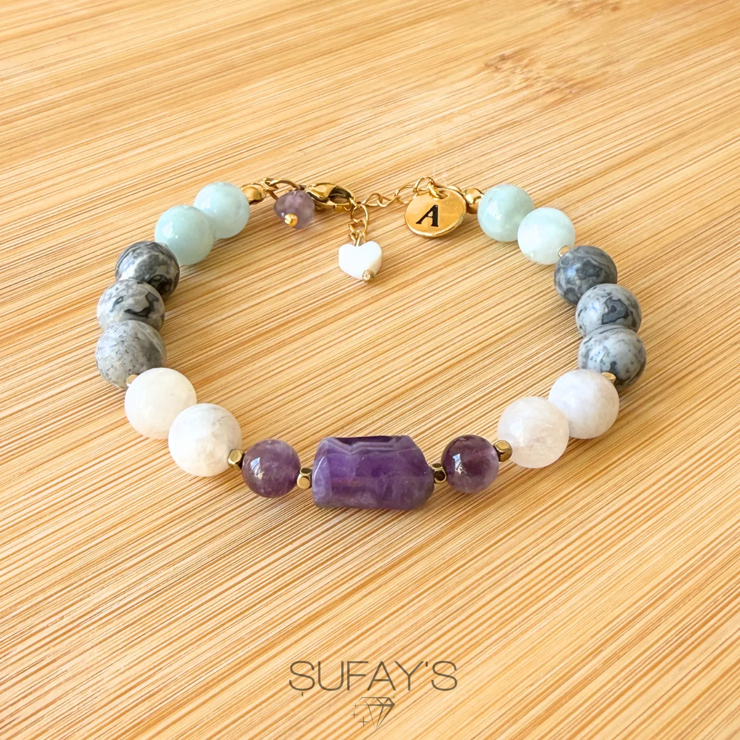 Balık Burcu Kişiye Özel Doğal Taş Harf Bileklik