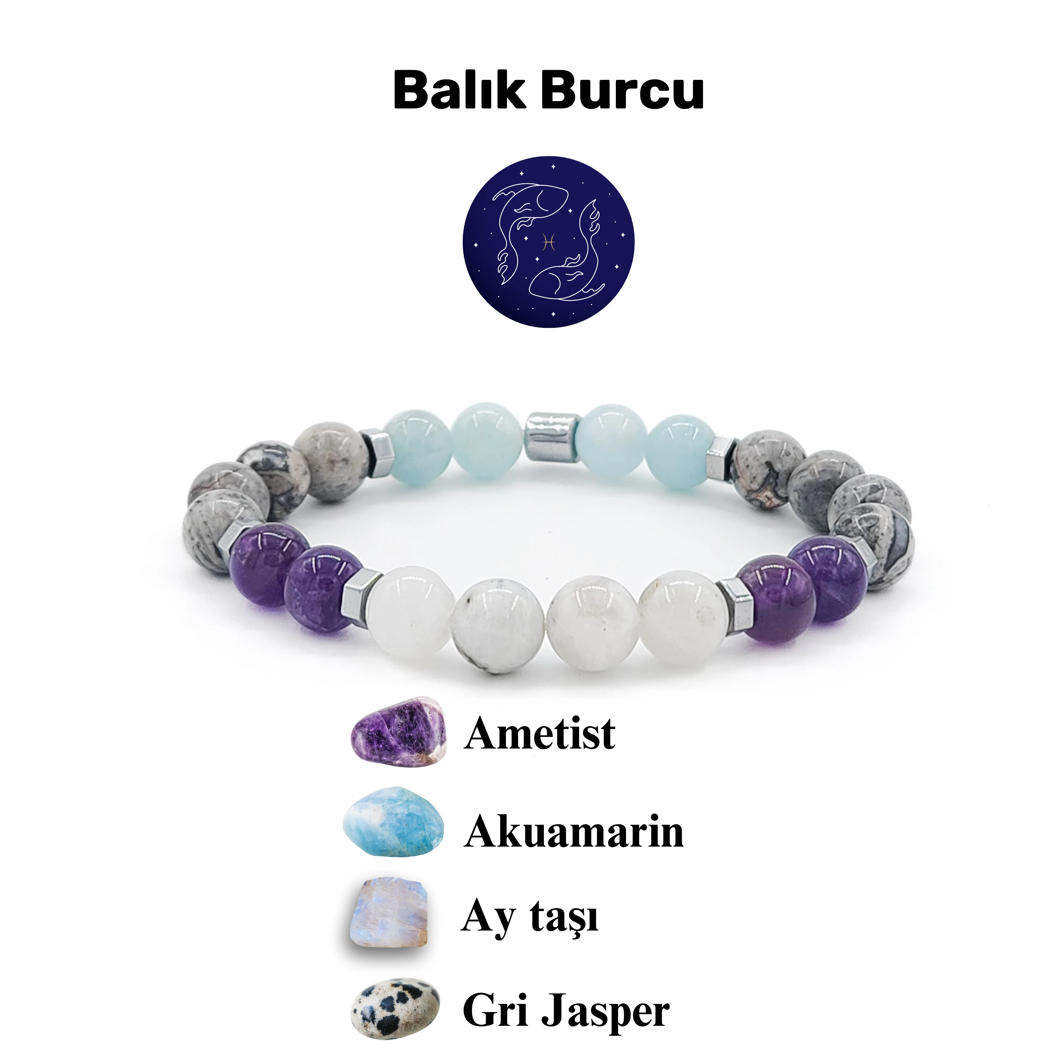 Balık Burcu Doğal Taş Bileklik