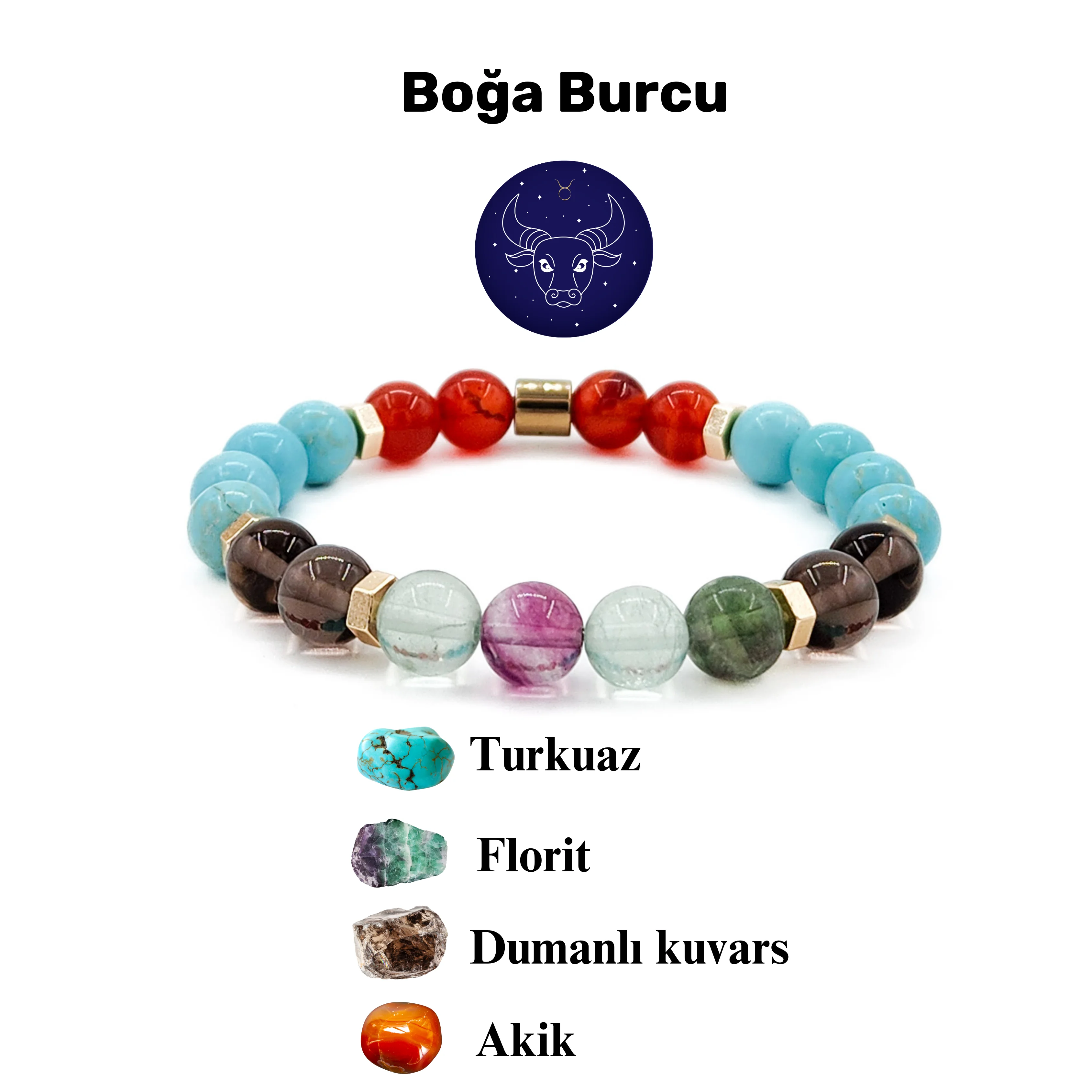 Boğa Burcu Doğal Taş Bileklik