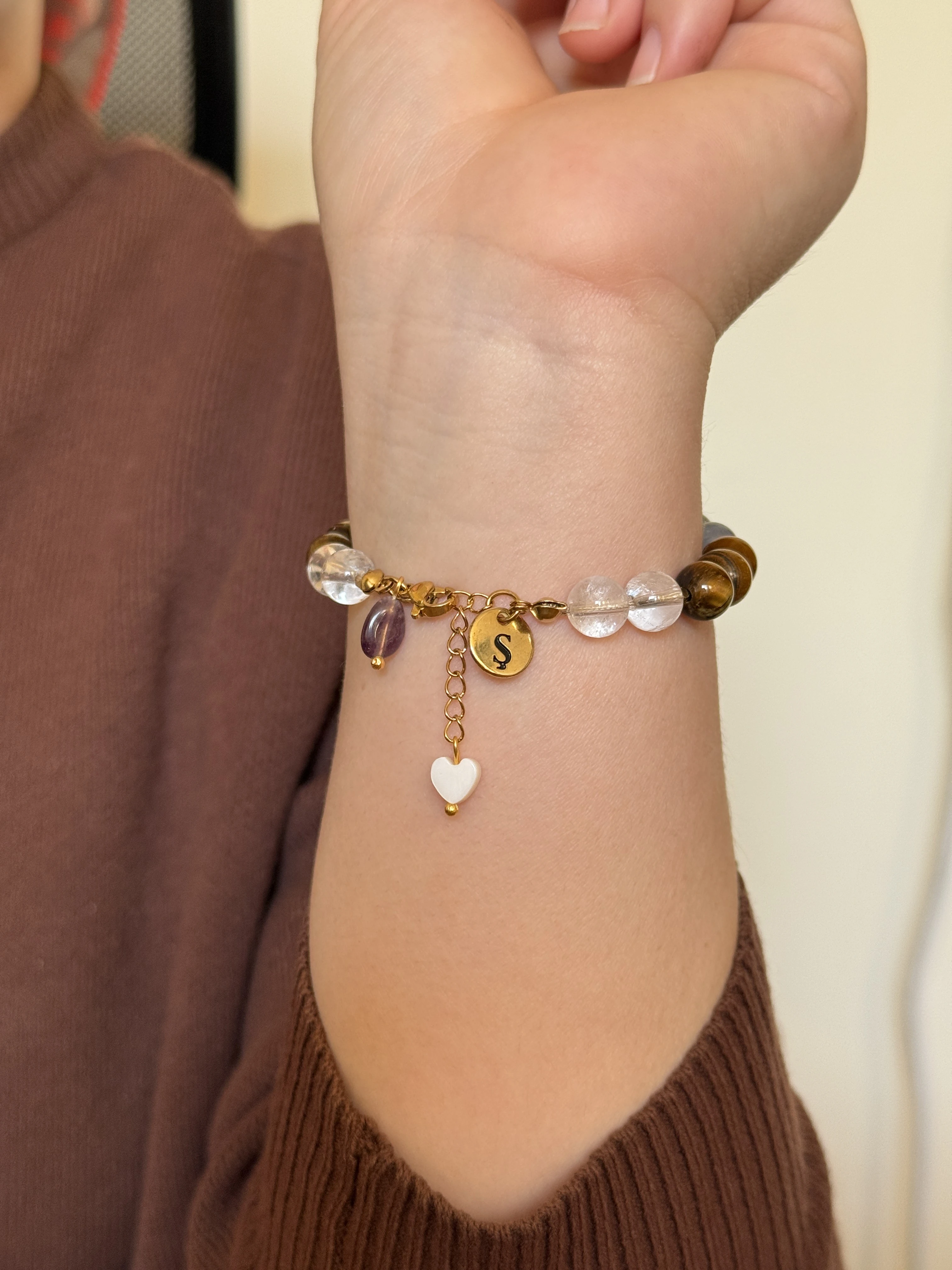 Koç Burcu Kişiye Özel Doğal Taş Harf Bileklik