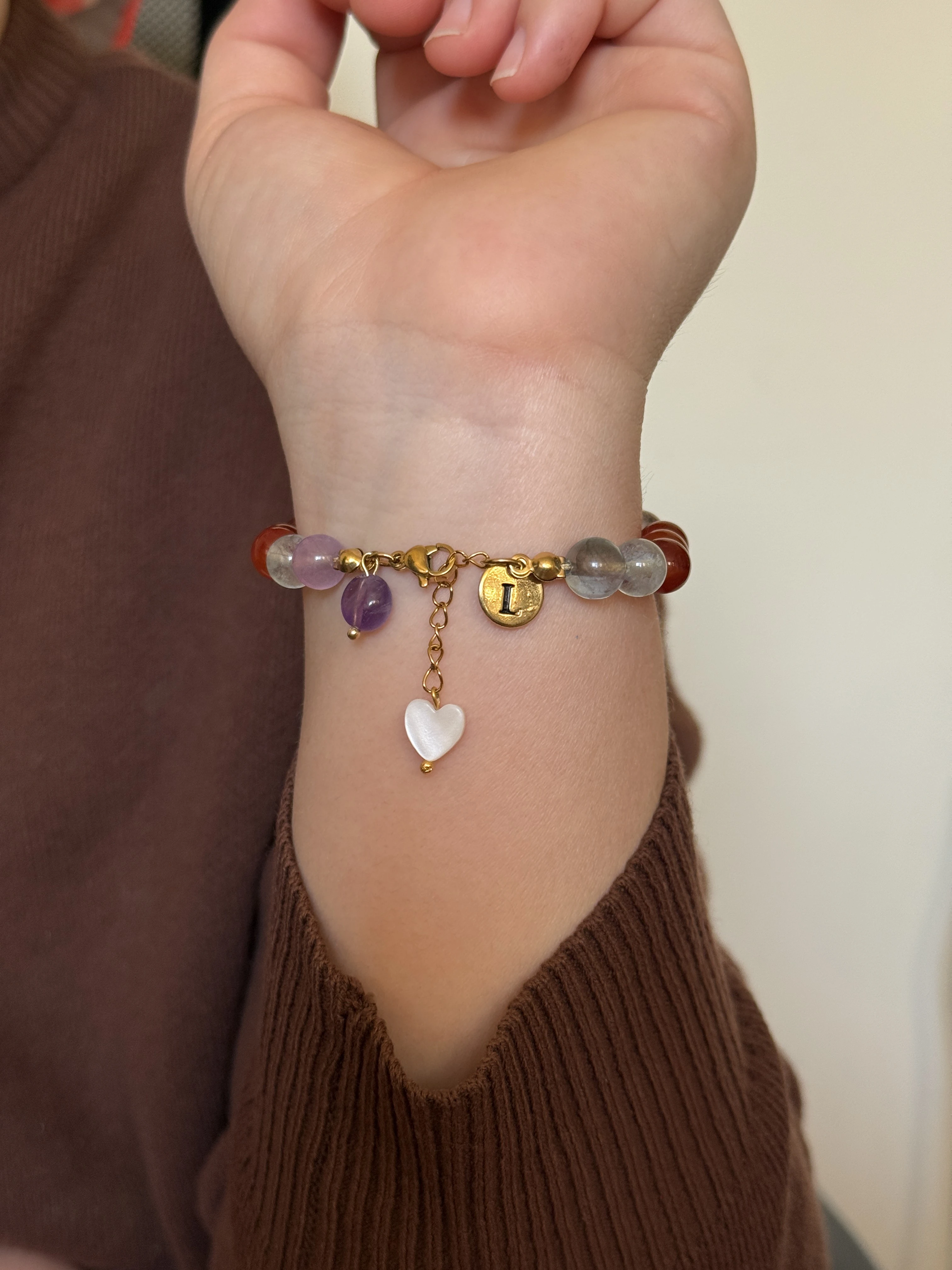 Kova Burcu Kişiye Özel Doğal Taş Harf Bileklik