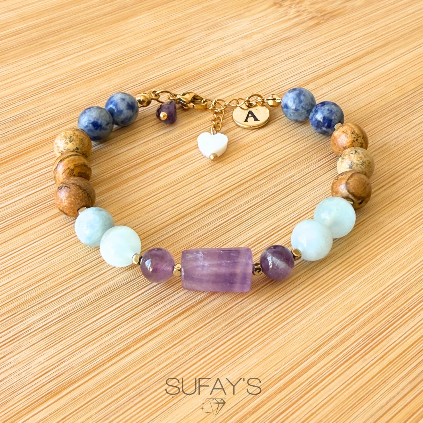 Yay Burcu Kişiye Özel Doğal Taş Harf Bileklik