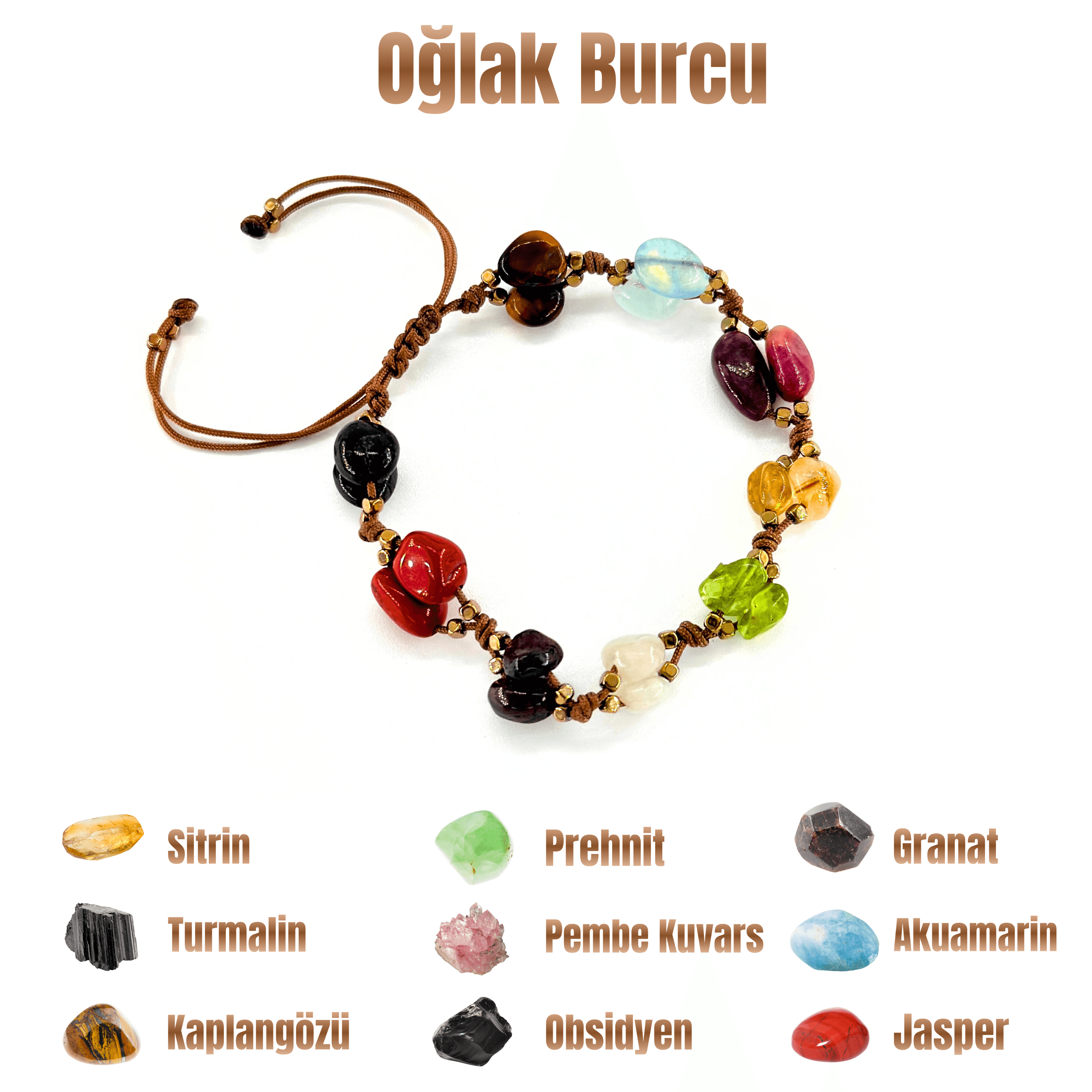 Oğlak Burcu Makrome Doğal Taş Bileklik