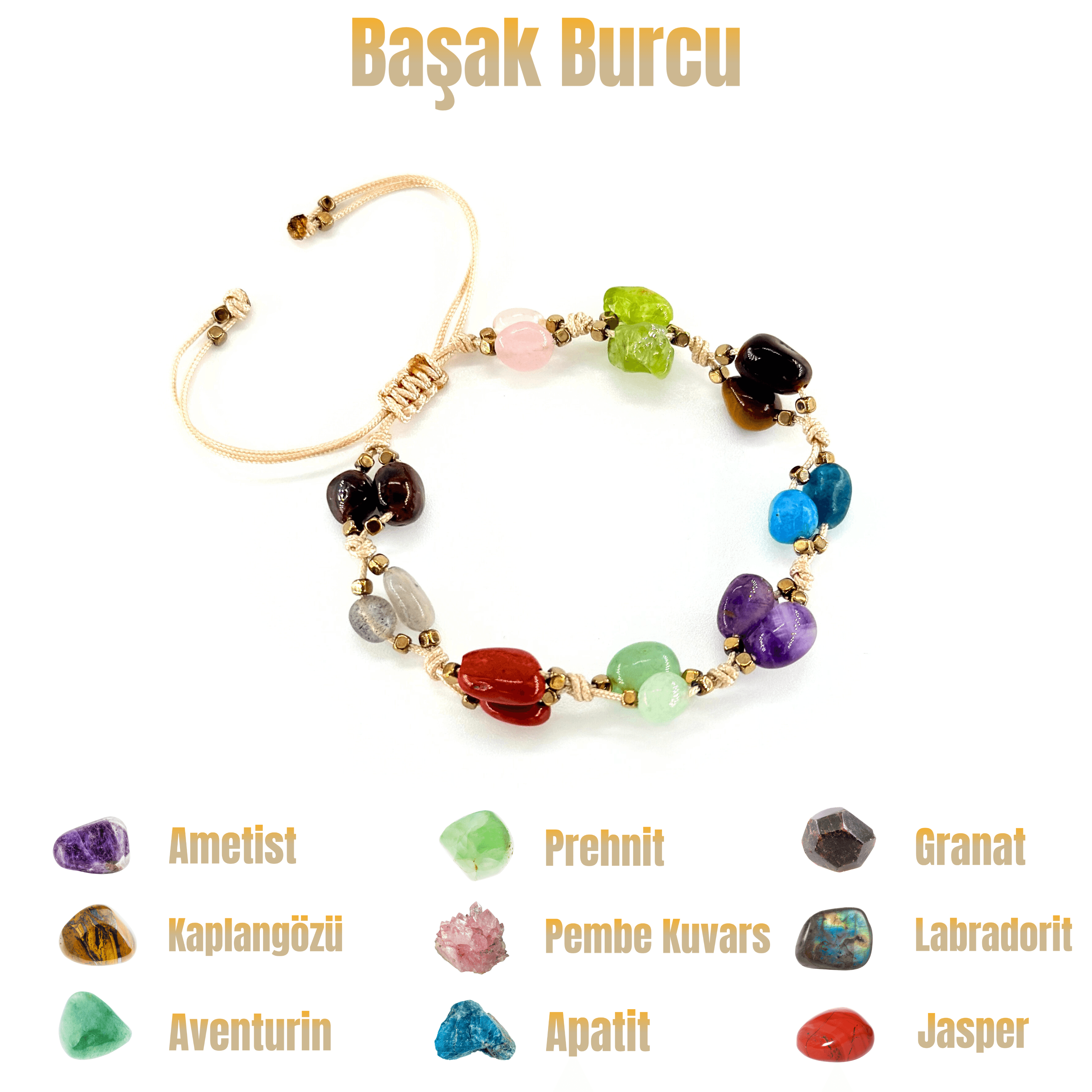 Başak Burcu Makrome Doğal Taş Bileklik