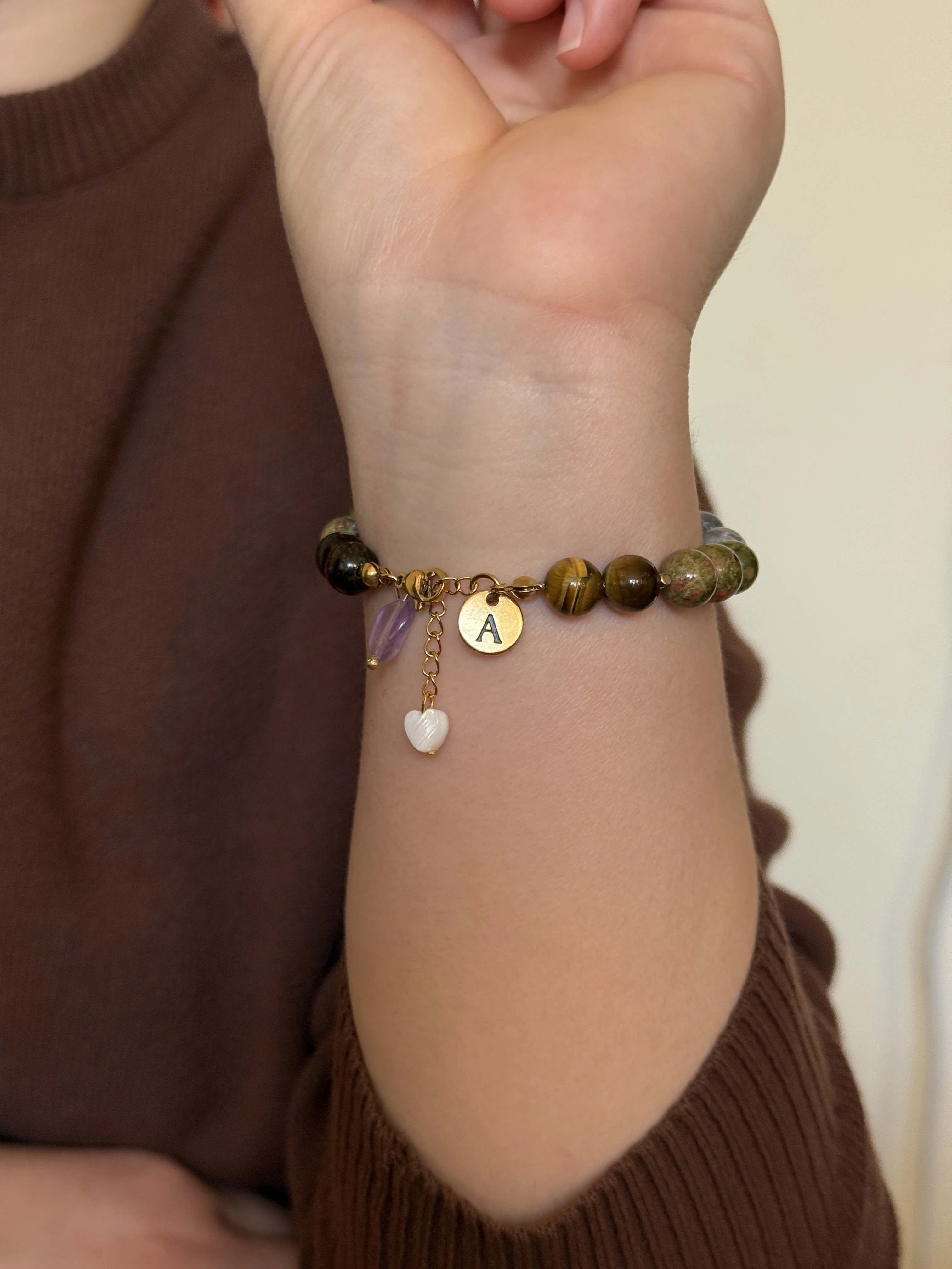 Akrep Burcu Kişiye Özel Doğal Taş Harf Bileklik