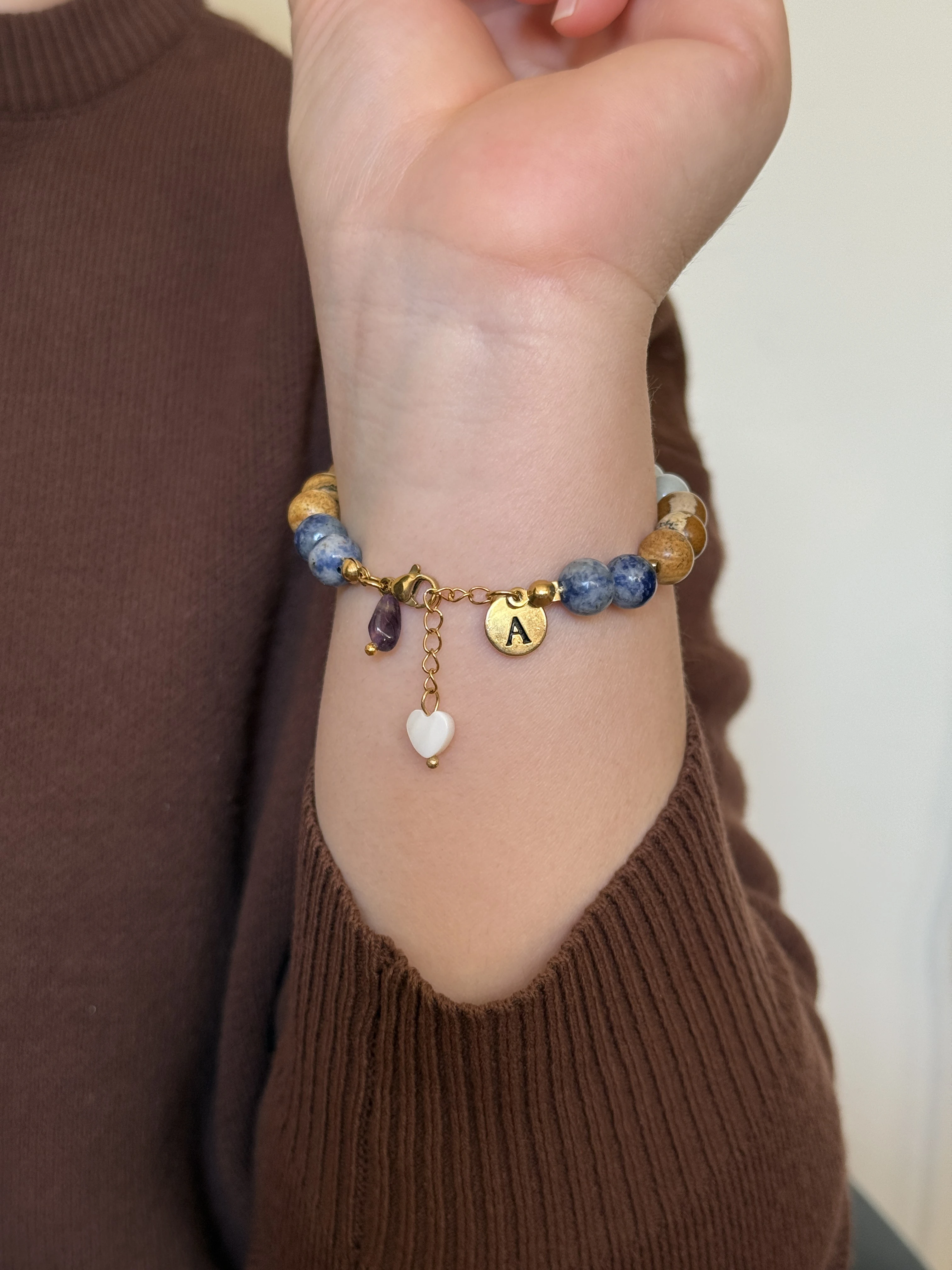 Yay Burcu Kişiye Özel Doğal Taş Harf Bileklik