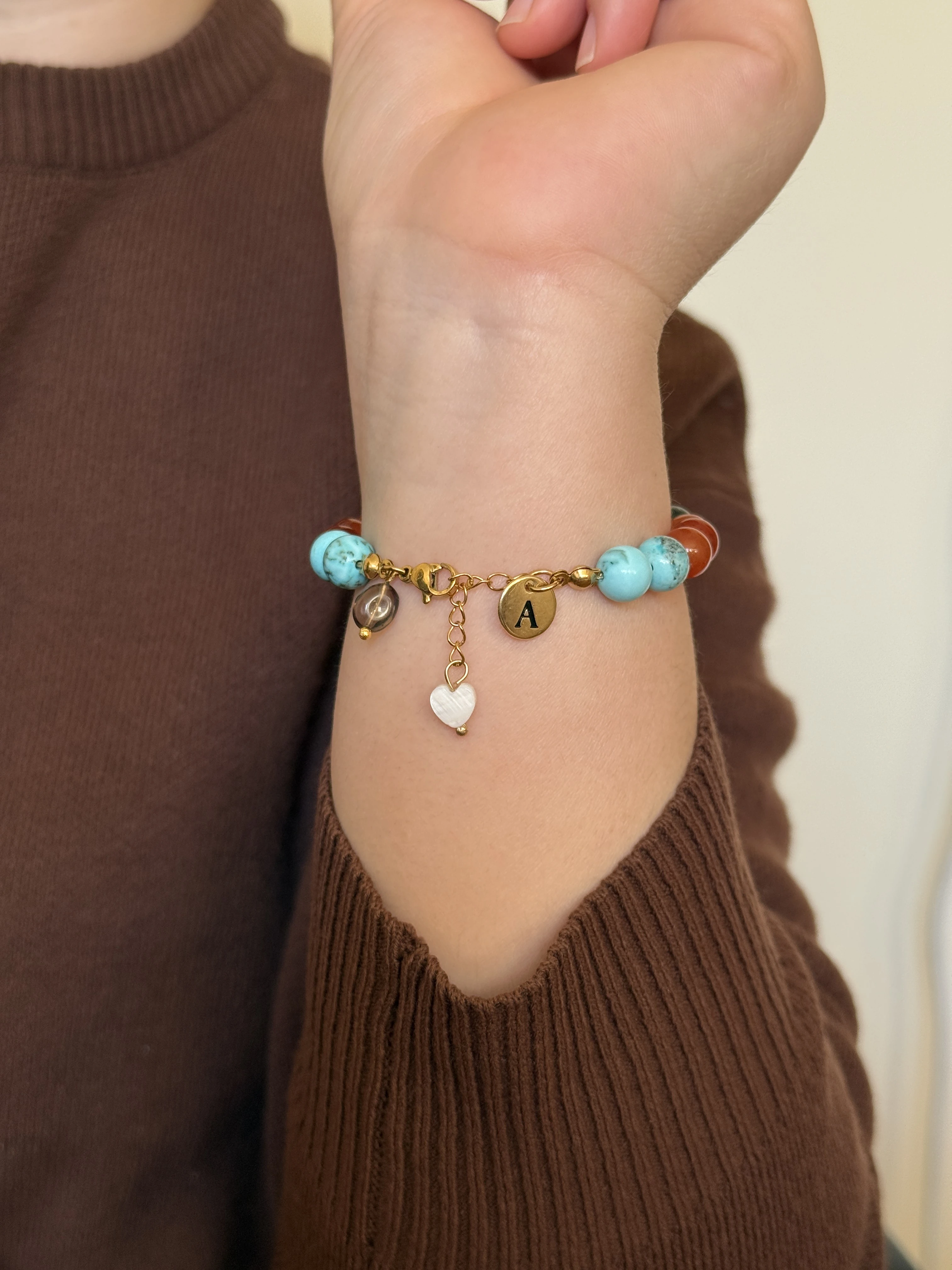 Boğa Burcu Kişiye Özel Doğal Taş Harf Bileklik