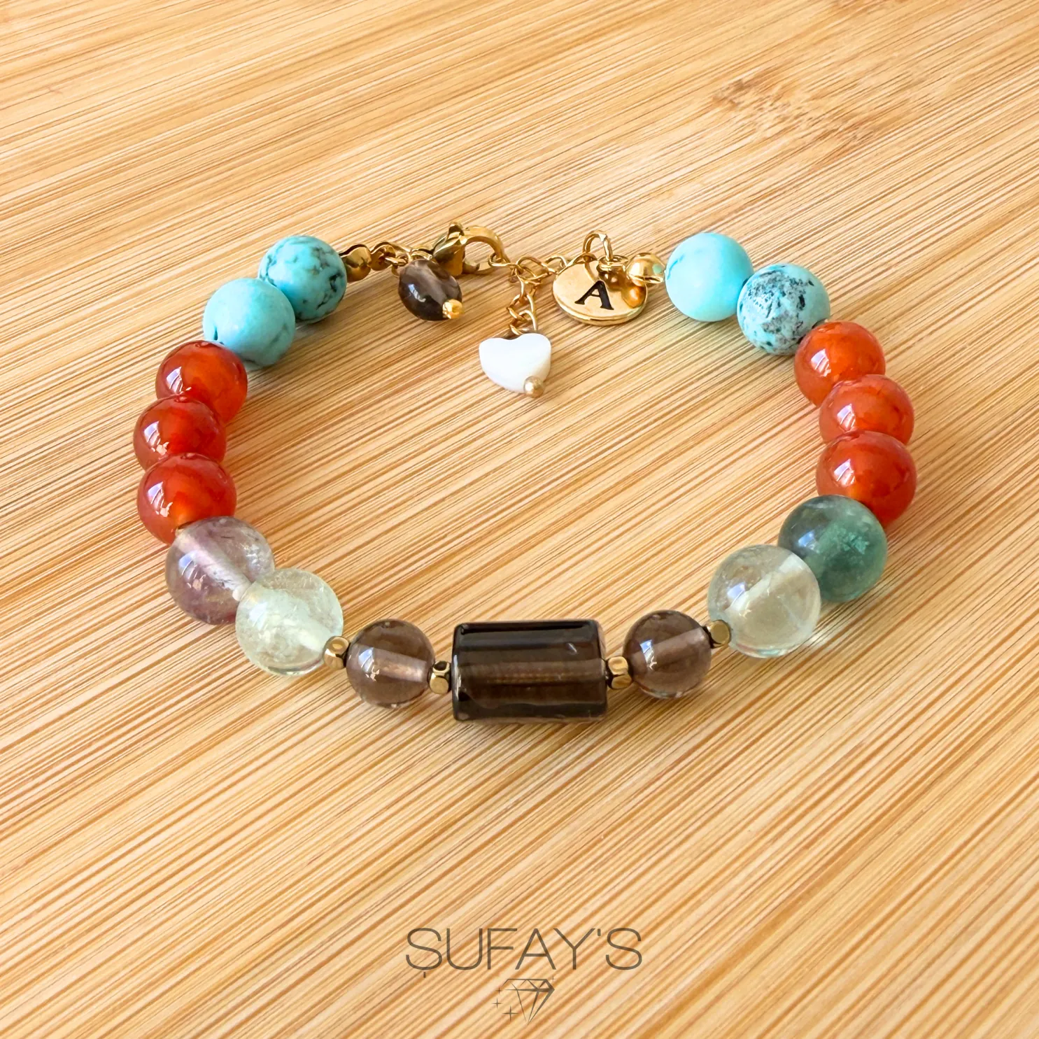 Boğa Burcu Kişiye Özel Doğal Taş Harf Bileklik