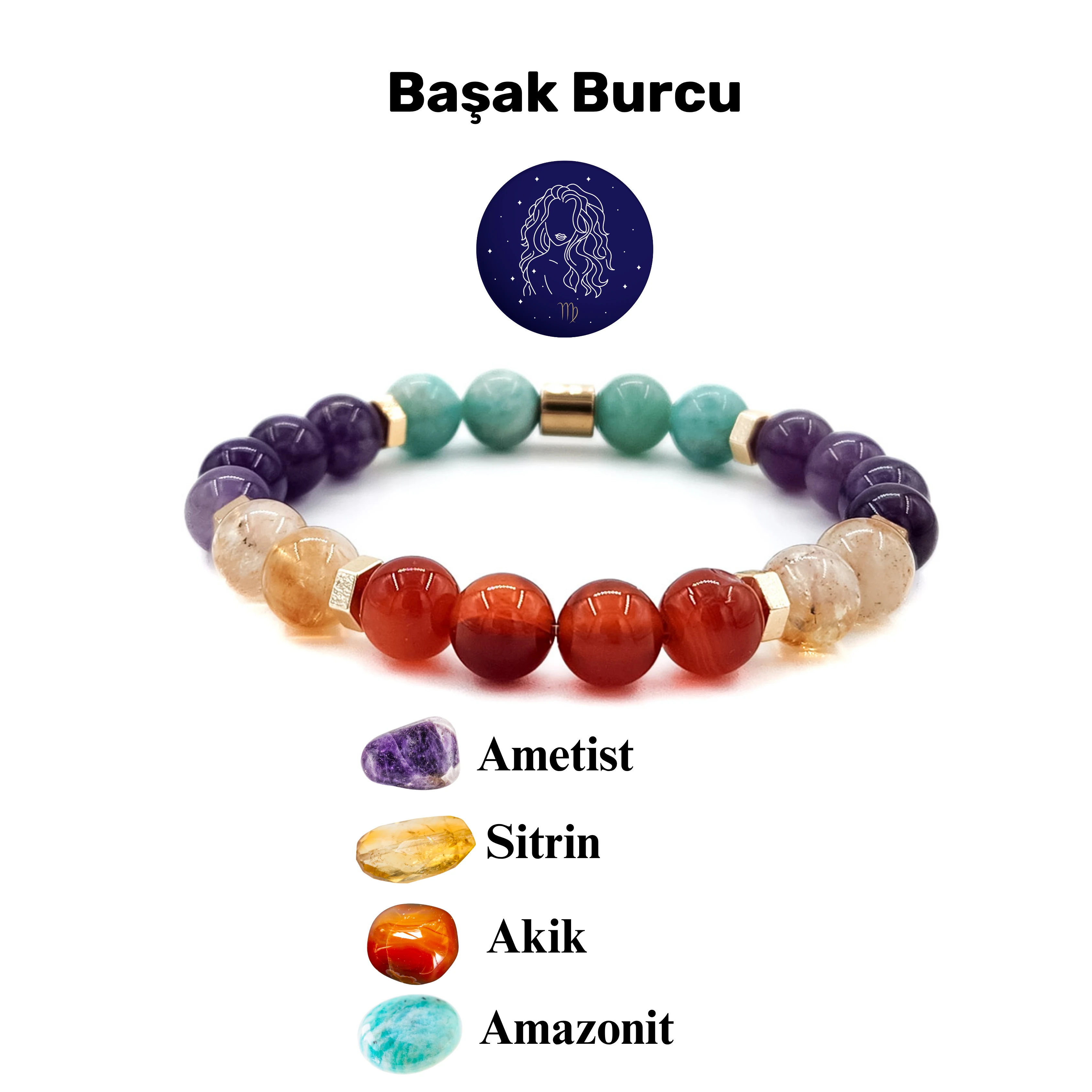 Başak Burcu Doğal Taş Bileklik