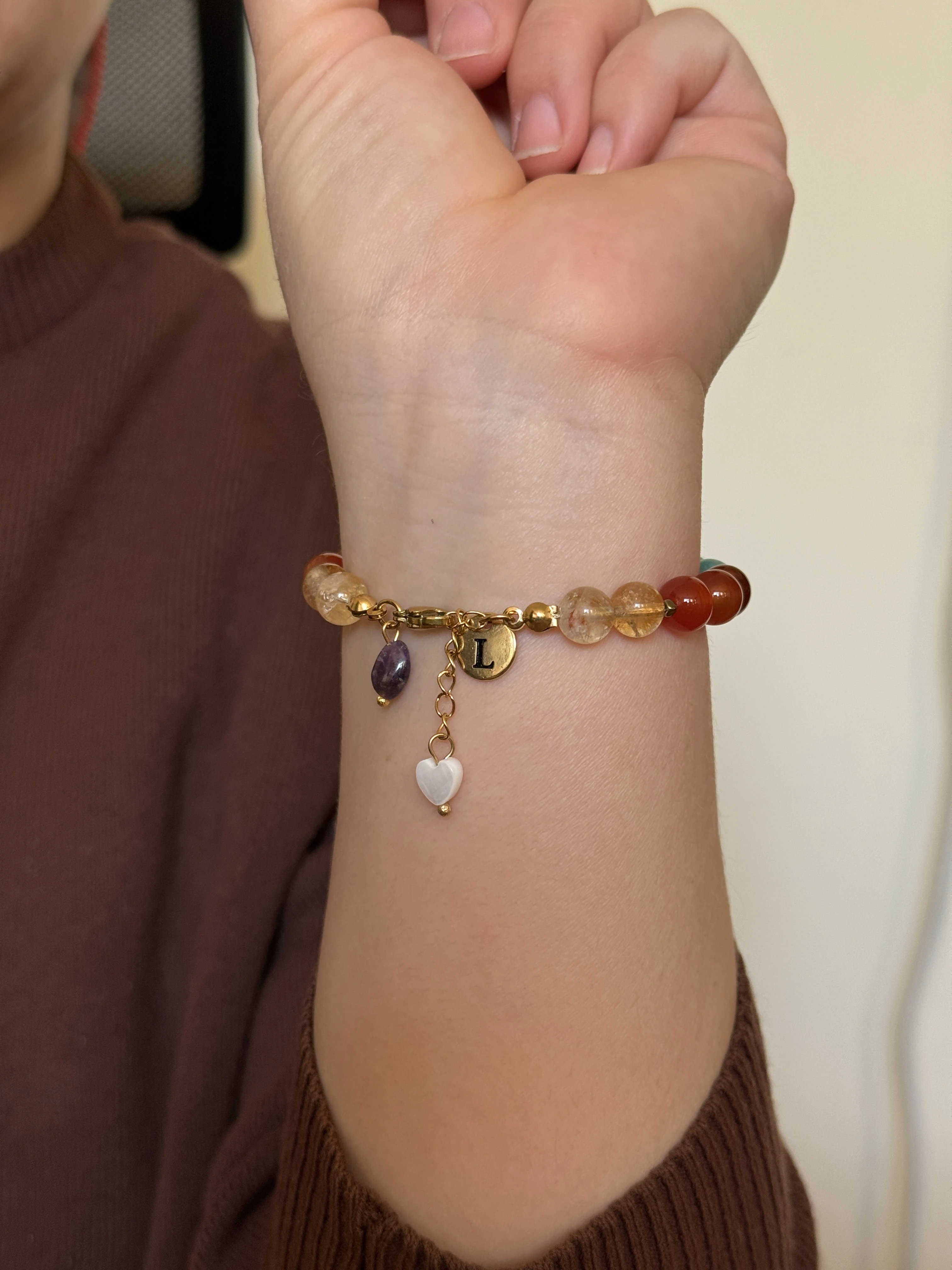 Başak Burcu Kişiye Özel Doğal Taş Harf Bileklik