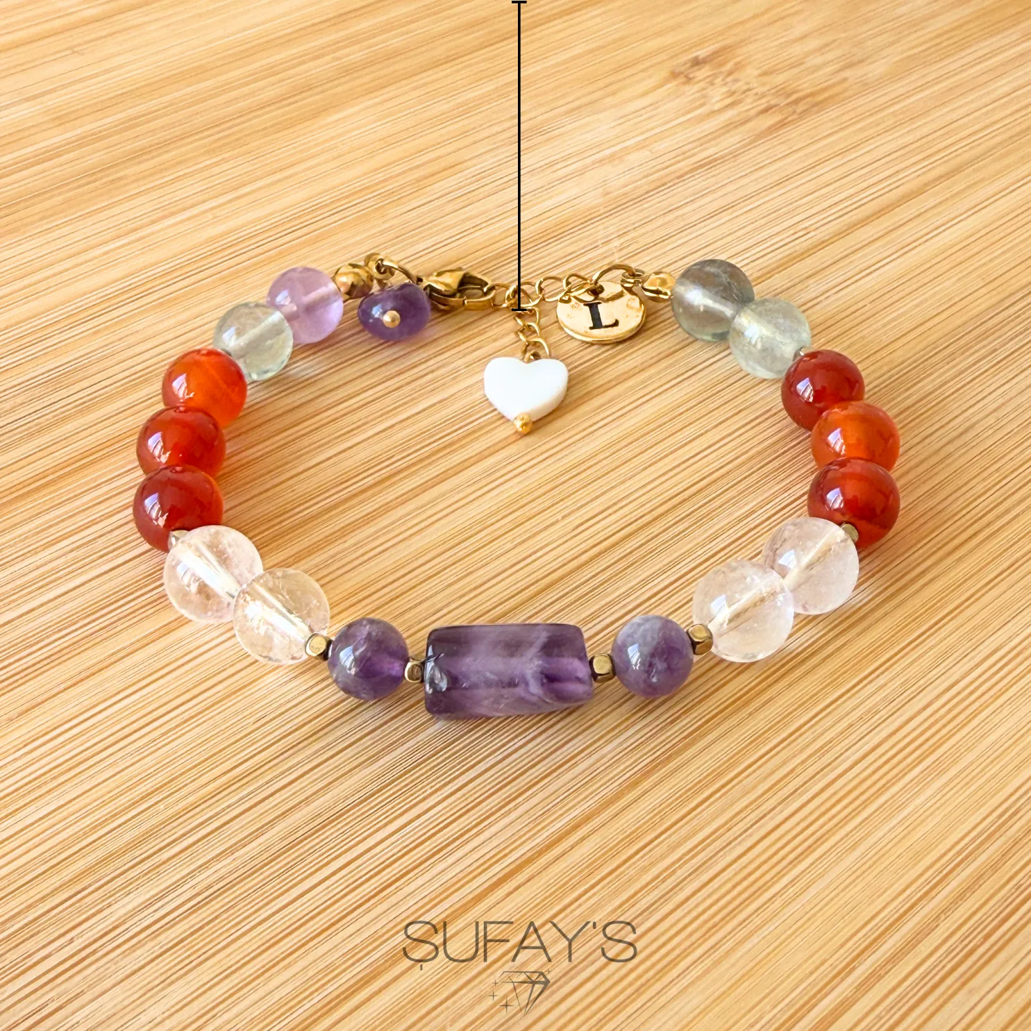 Kova Burcu Kişiye Özel Doğal Taş Harf Bileklik