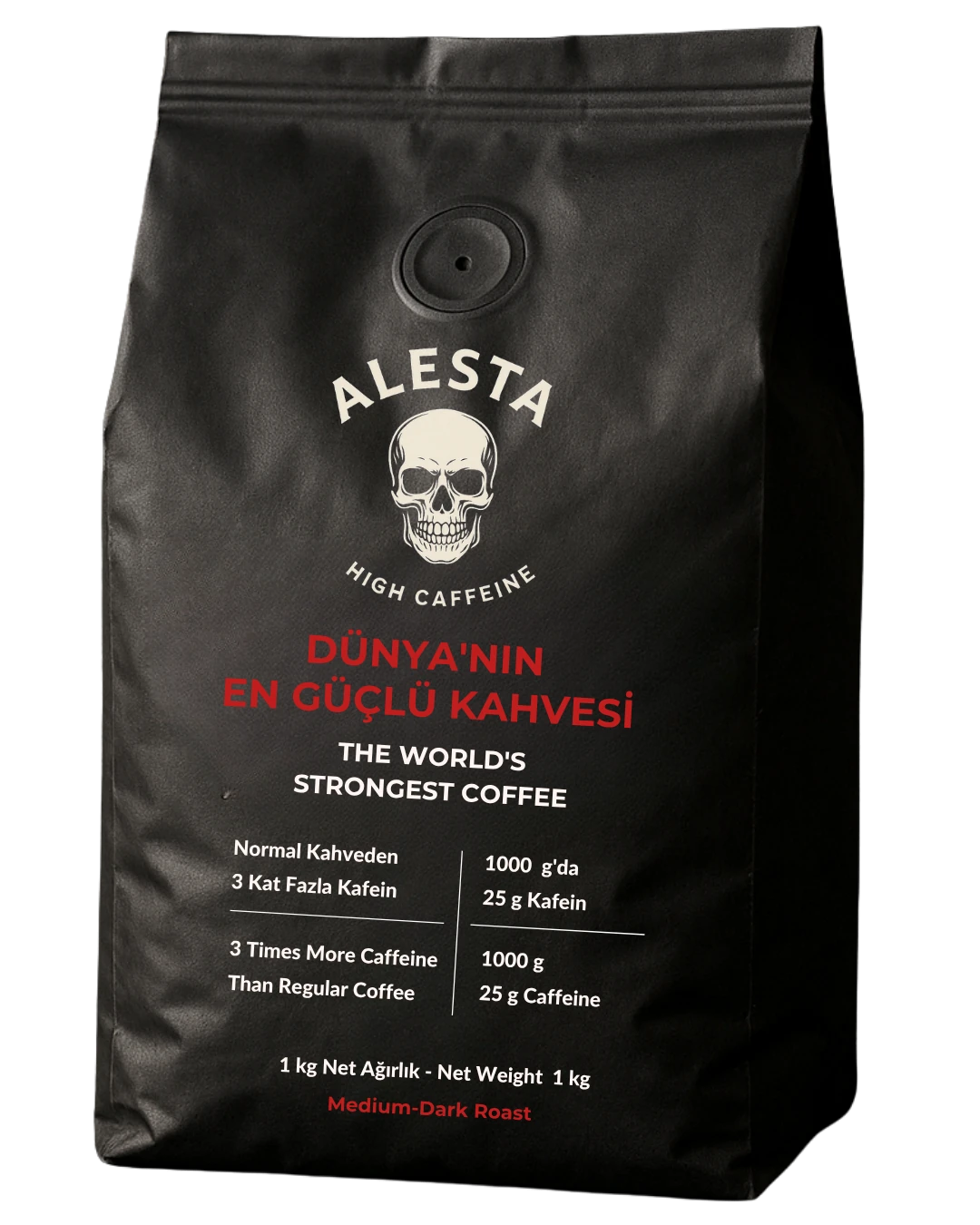 Dünya`nın En Güçlü Kahvesi – Alesta Coffee Yüksek Kafeinli Kahve 1000 Gr. 