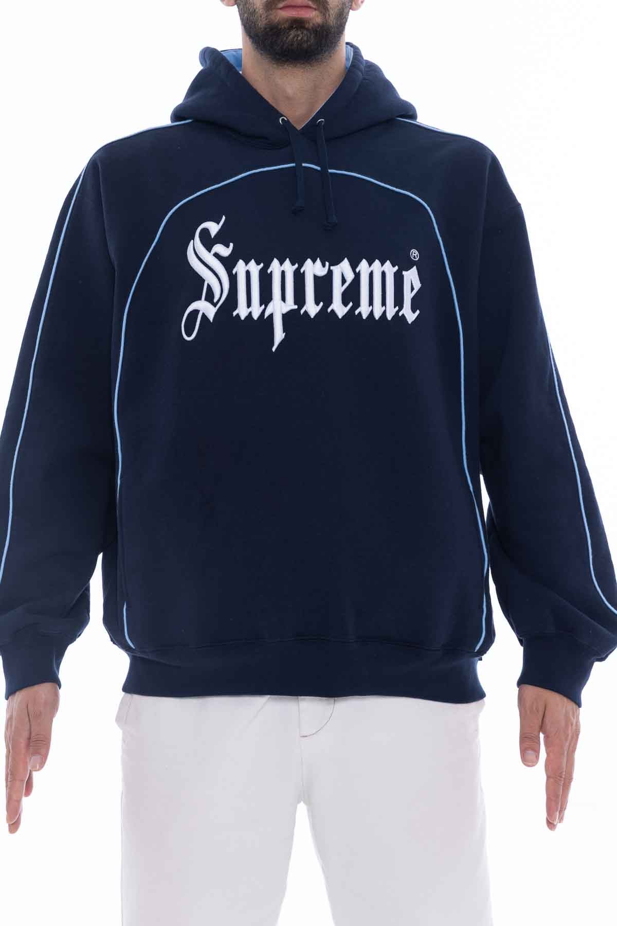 Supreme Curve Piping Hooded Sweatshirt 'Navy'