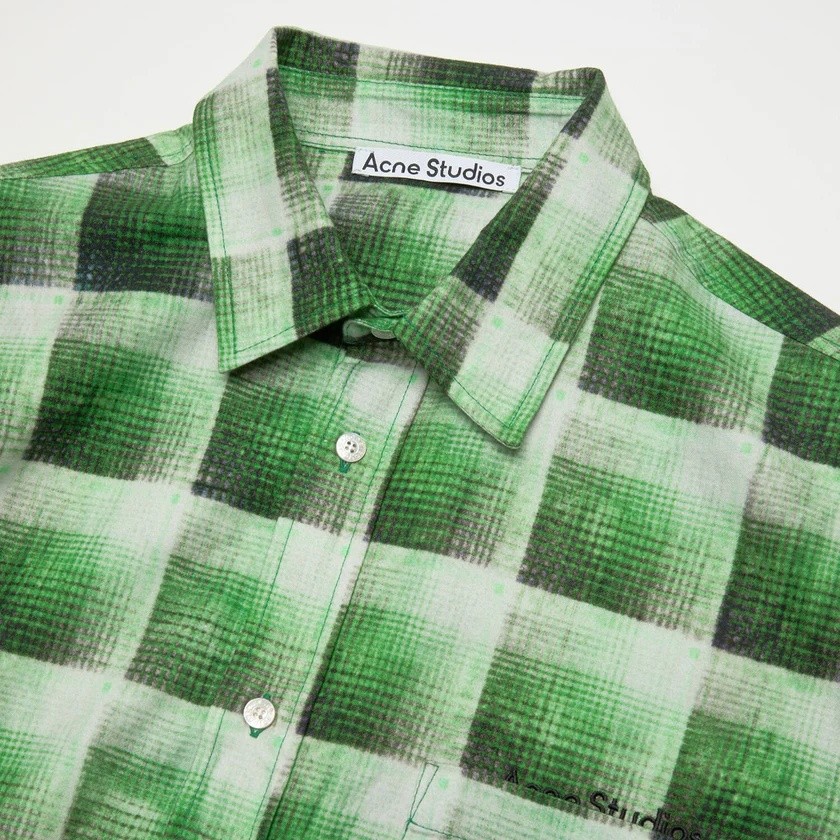 Acne Studios Check Button-Up Shirt Green