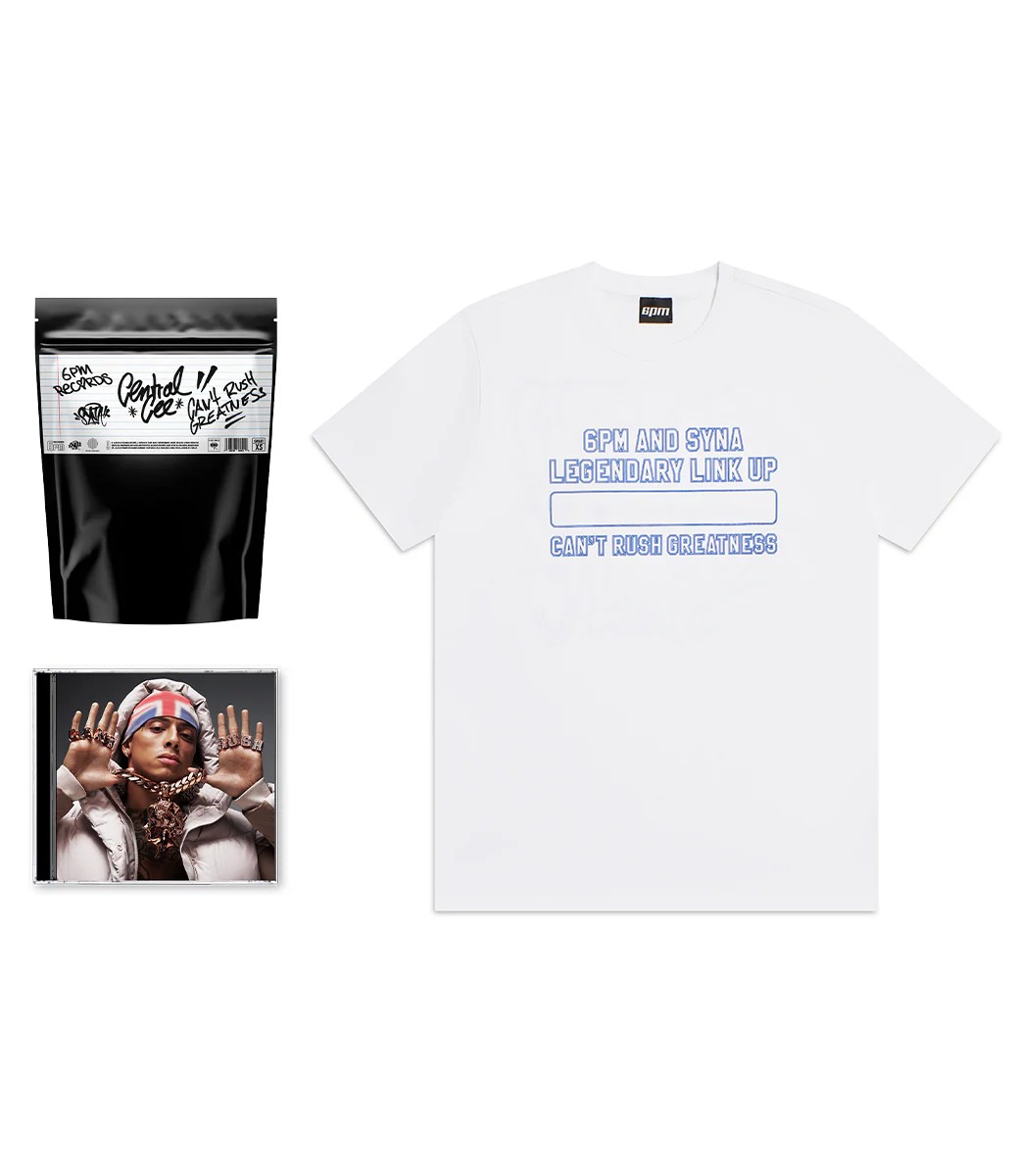CENTRAL CEE x 6PM RECORDS CAN’T RUSH GREATNESS BUNDLE - LINK UP T-SHIRT WHITE