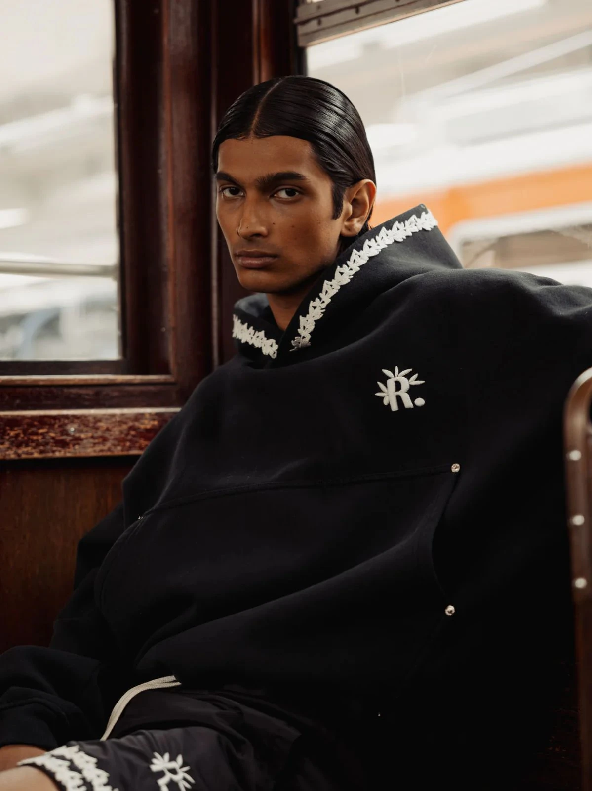 EMBROIDERED HOOD HOODIE