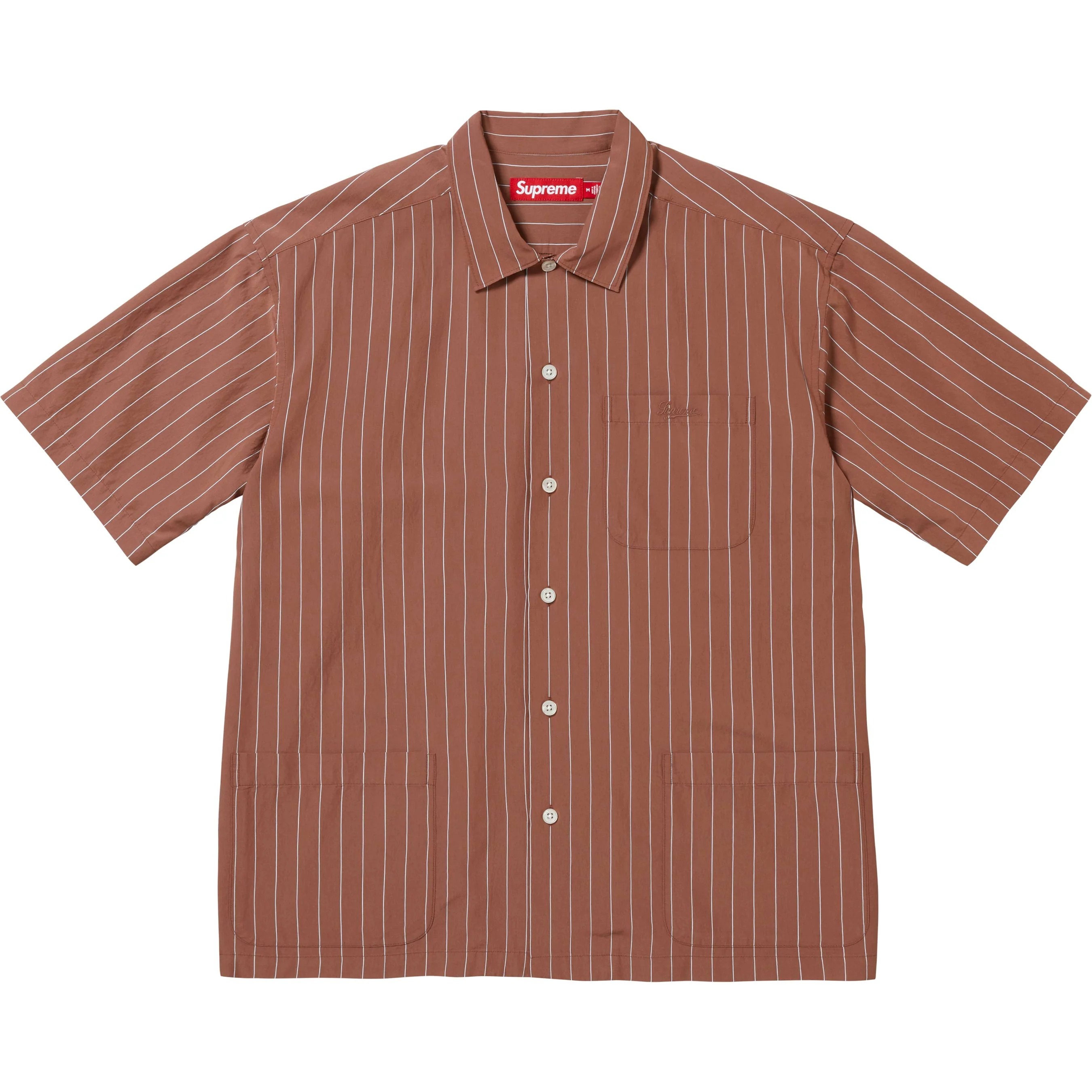 Supreme Stripe S/S Pajama Shirt - KAHVERENGİ