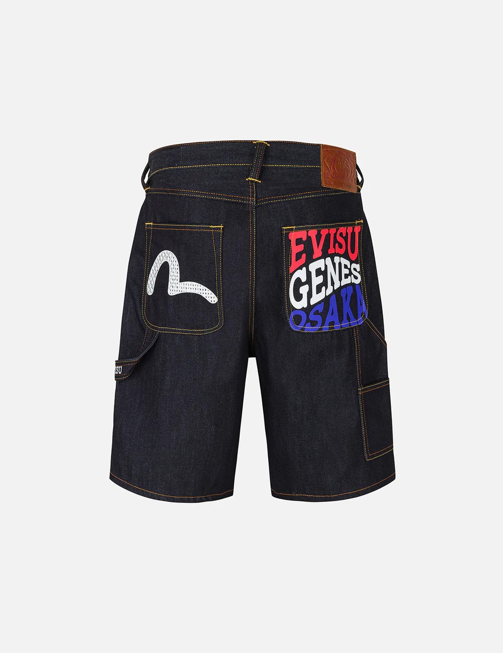 Seagull Embroidery and Slogan Print Rwgular Fit Denim Shorts