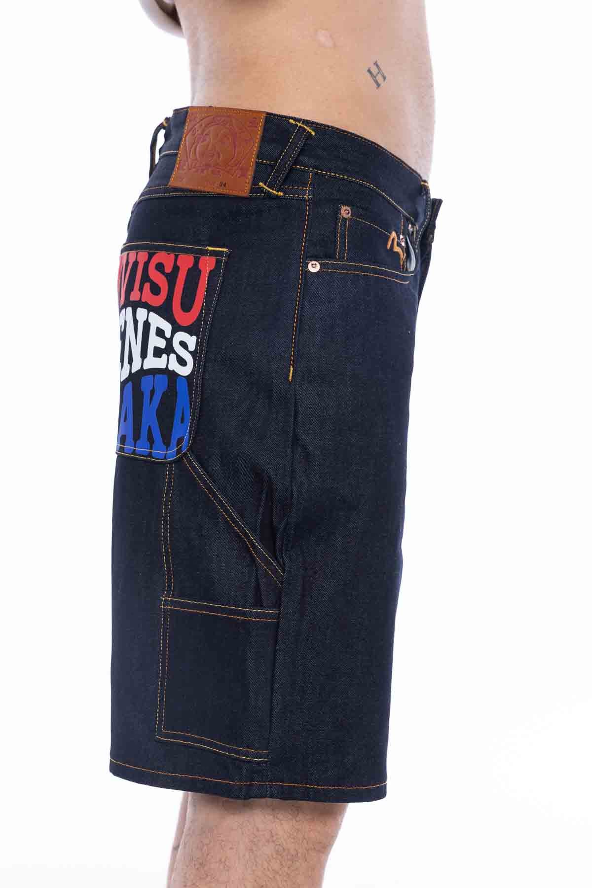 Seagull Embroidery and Slogan Print Rwgular Fit Denim Shorts