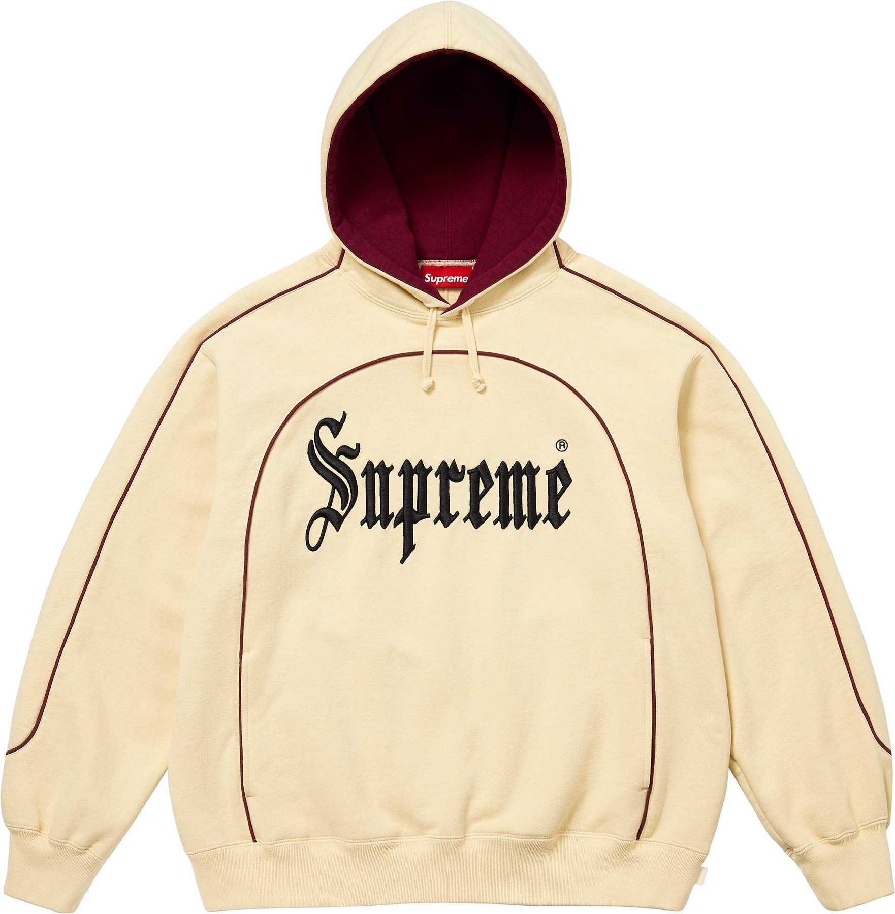 Supreme Curve Piping Hooded Sweatshirt 'Natural'