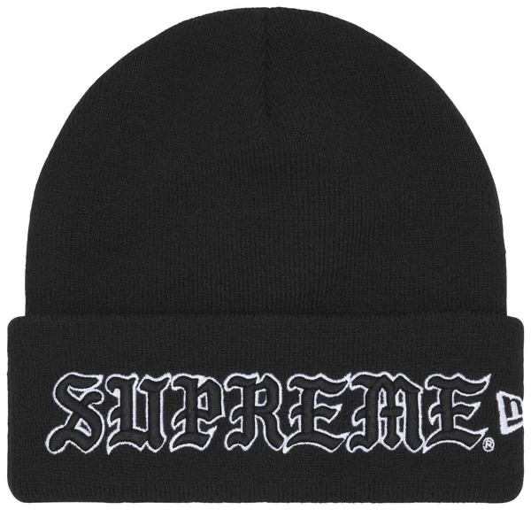 Supreme New Era Old English Beanie 'Black