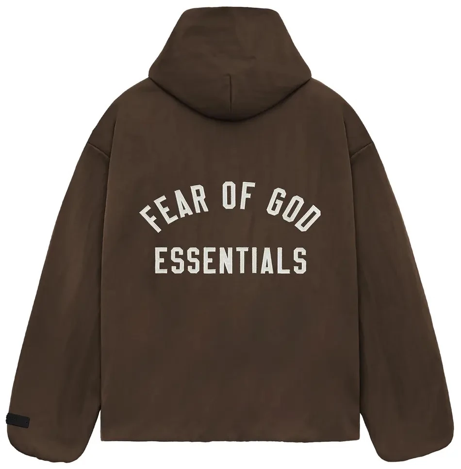 FEAR OF GOD ESSENTIALS TEXTURED NYLON HOODED COACHES JACKET