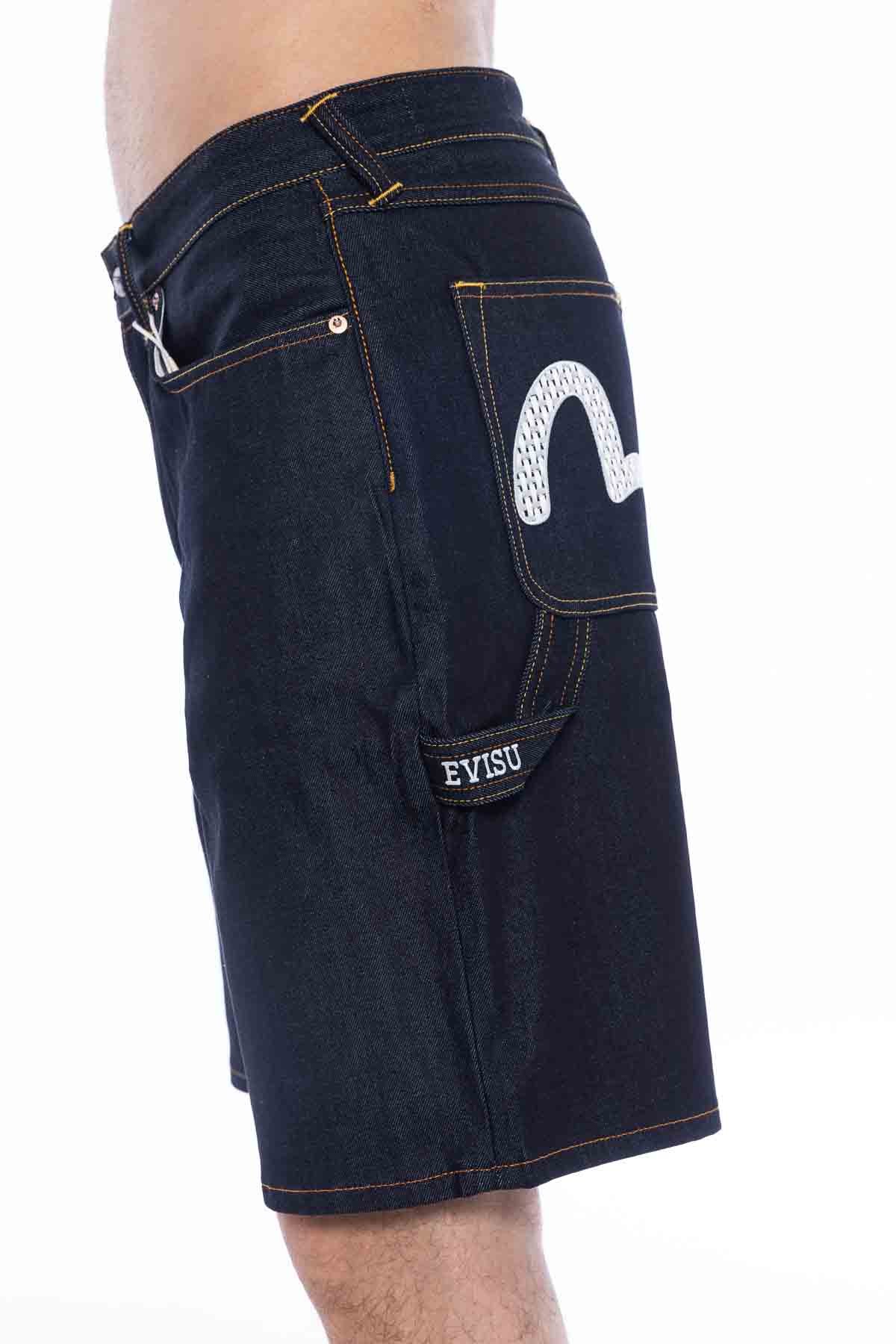 Seagull Embroidery and Slogan Print Rwgular Fit Denim Shorts