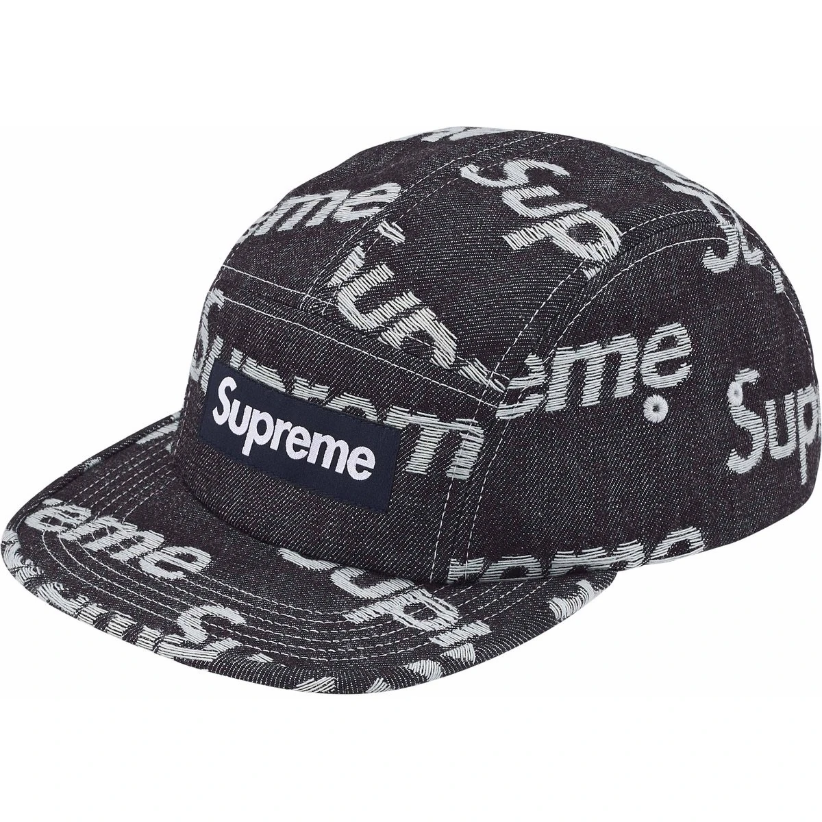 Supreme Jacquard Logos Denim Camp Cap