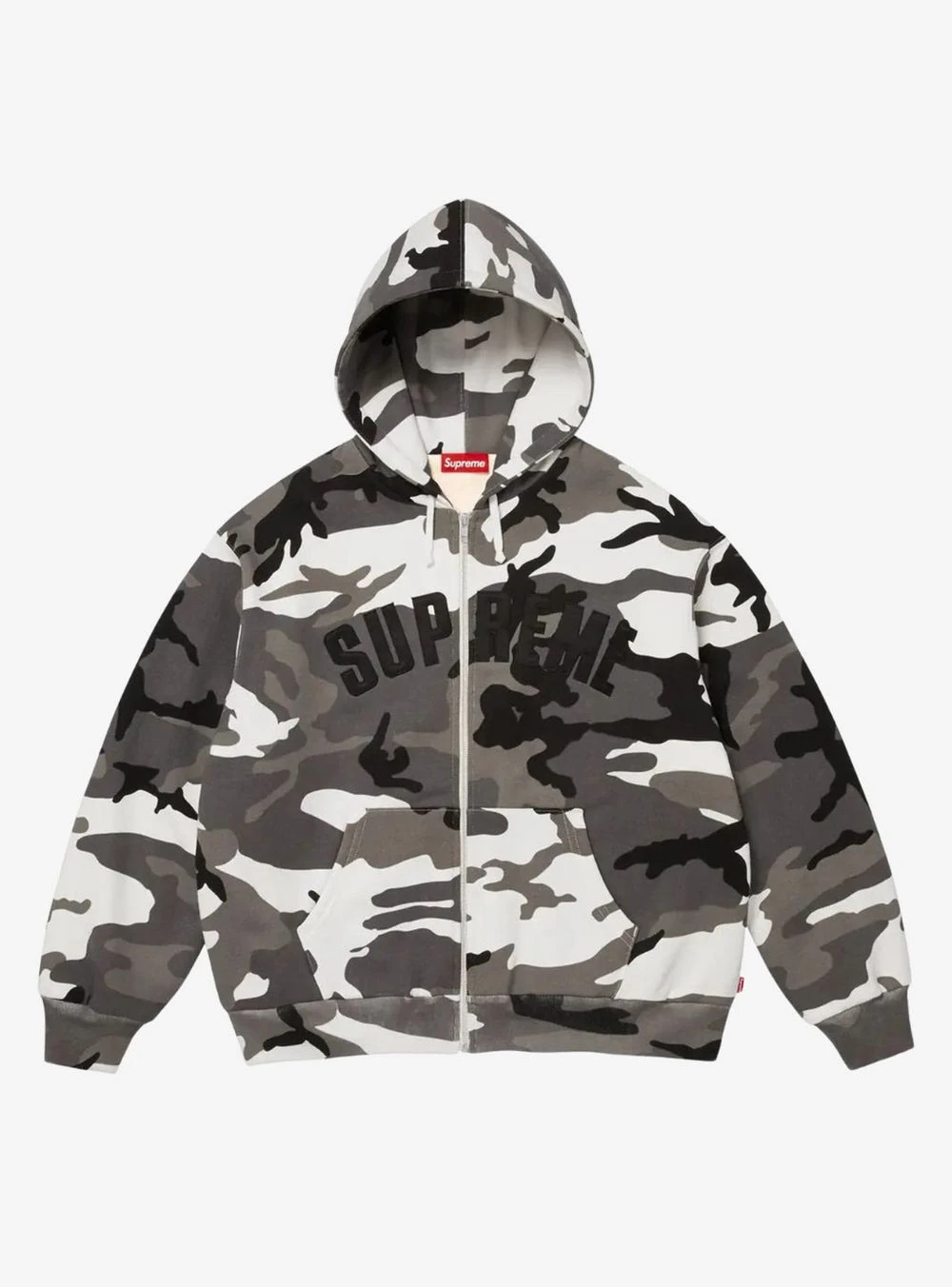 SUPREME ARC THERMAL LINED ZIP UP HOODED SWEATSHIRT SNOW CAMO