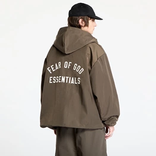 FEAR OF GOD ESSENTIALS TEXTURED NYLON HOODED COACHES JACKET