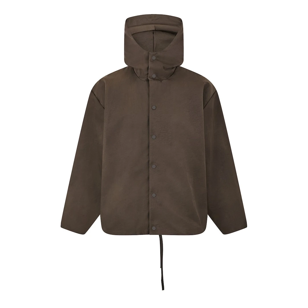 FEAR OF GOD ESSENTIALS TEXTURED NYLON HOODED COACHES JACKET