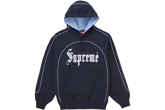 Supreme Curve Piping Hooded Sweatshirt 'Navy'