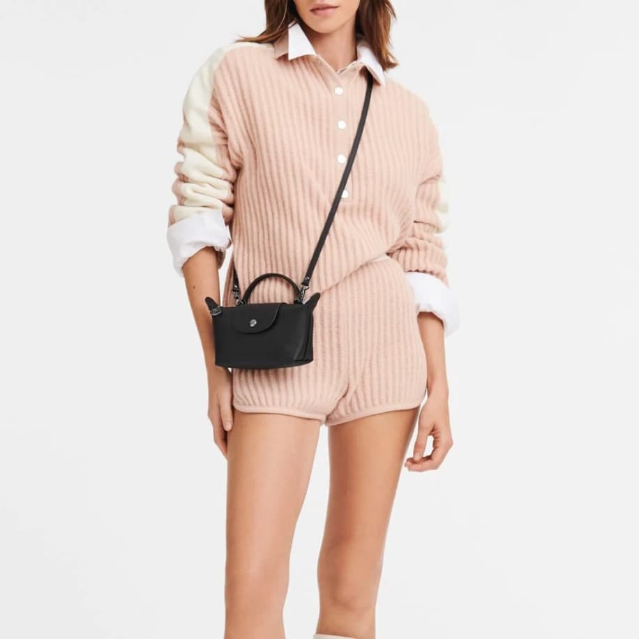 Longchamp Le Pliage XS Leather Black görsel 5