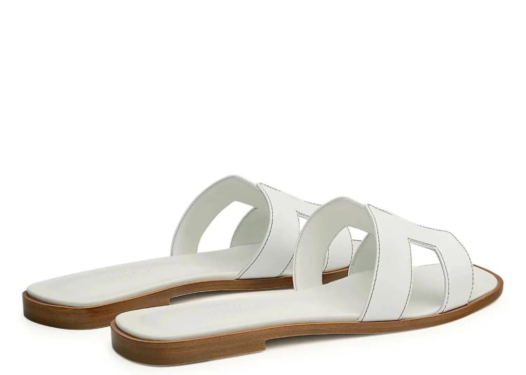 Hermes Oran Sandal Blanc Box Calfskin Leather görsel 3
