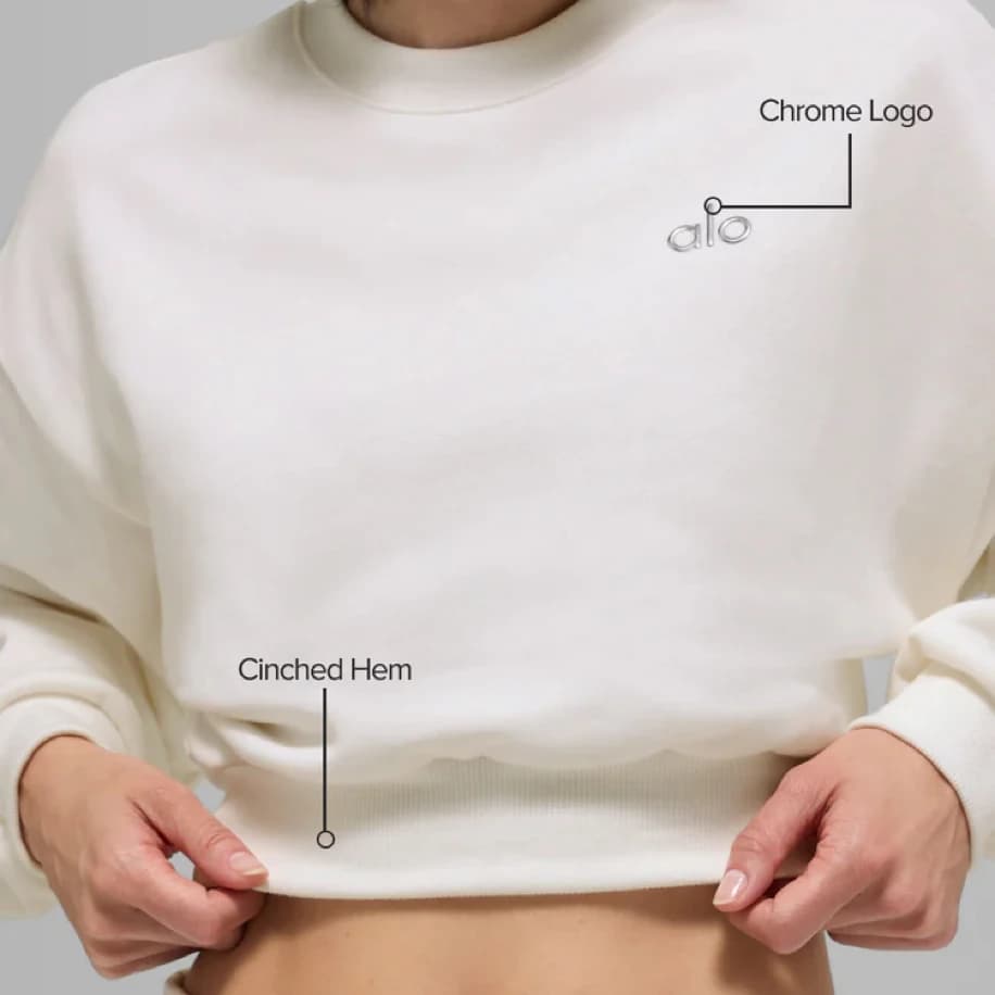 Alo Yoga Cropped Ecru Sweatshirt görsel 2