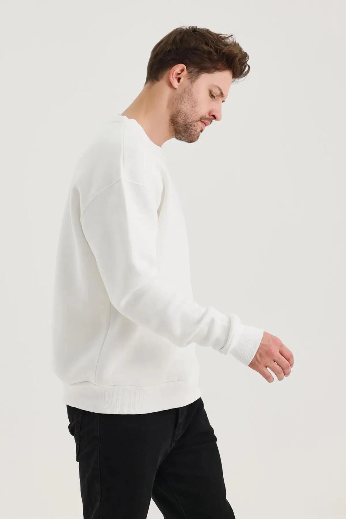 Beyaz Düz Sweatshirt