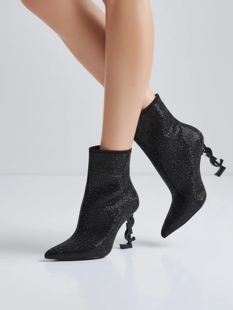 YSL DERİ VE TAŞLI BOT BLACK