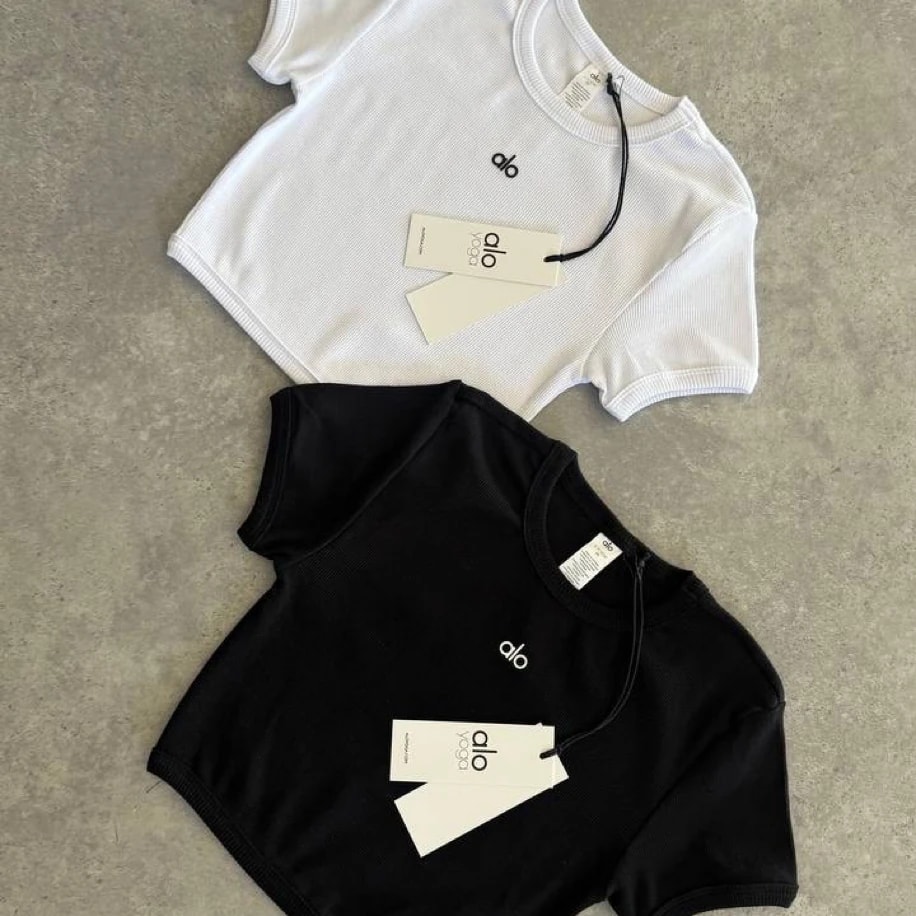 Alo Yoga Crop T-Shirt White görsel 3