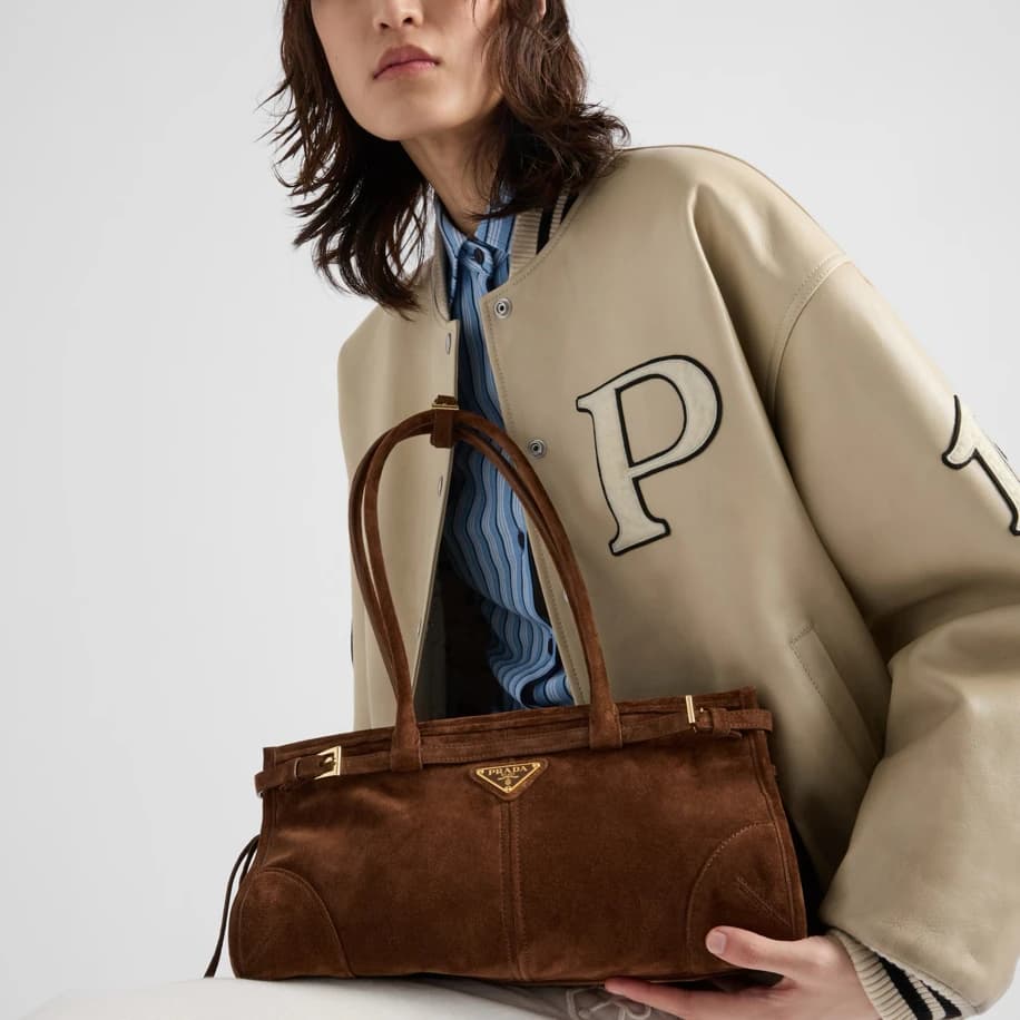 Prada Bonnie Süet Bag Brown görsel 3