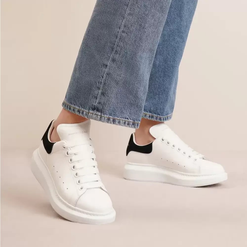 Alexander McQueen Classic Beyaz Deri - Siyah Süet