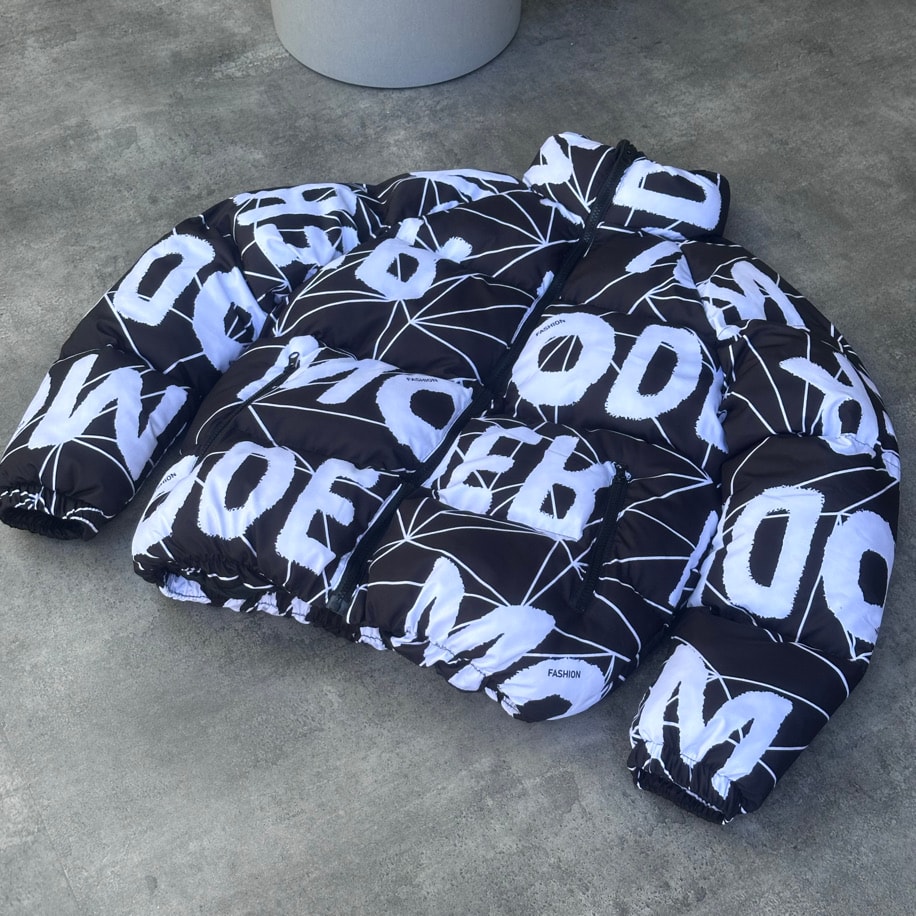 Oversize Modero Siyah Beyaz Şişme Mont