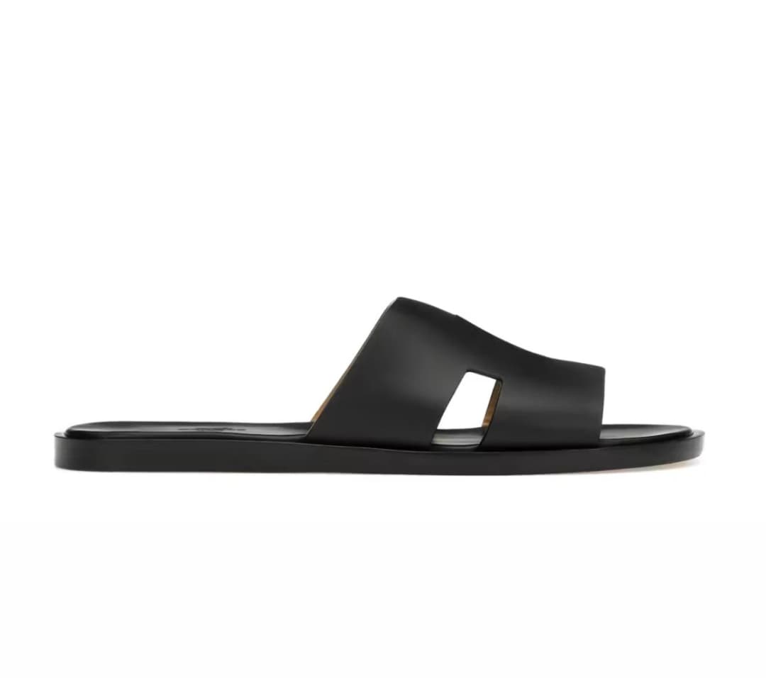 Hermes Izmir Sandal Noir Smooth Calfskin Leather