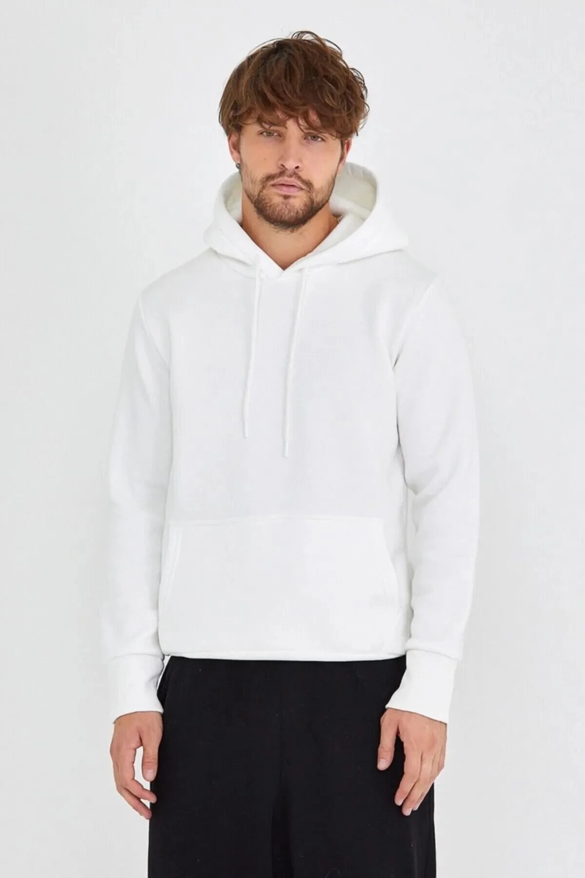 Beyaz Kapüşonlu Sweatshirt