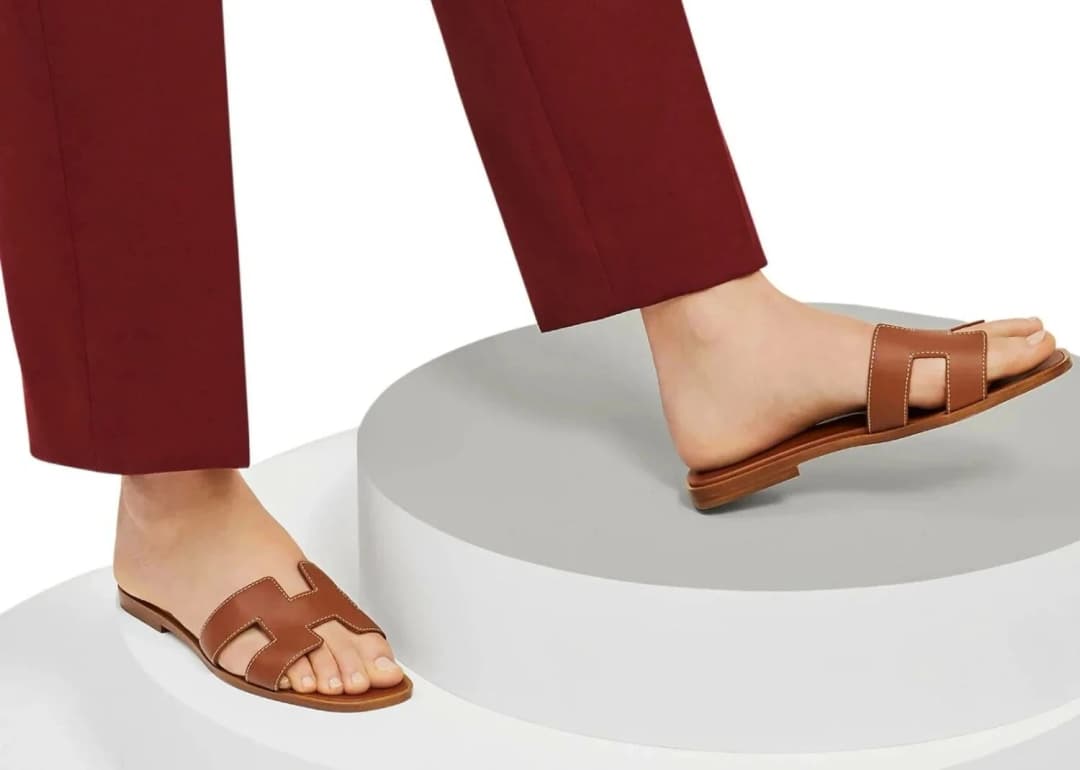 Hermes Oran Sandal Gold Box Calfskin Leather görsel 4