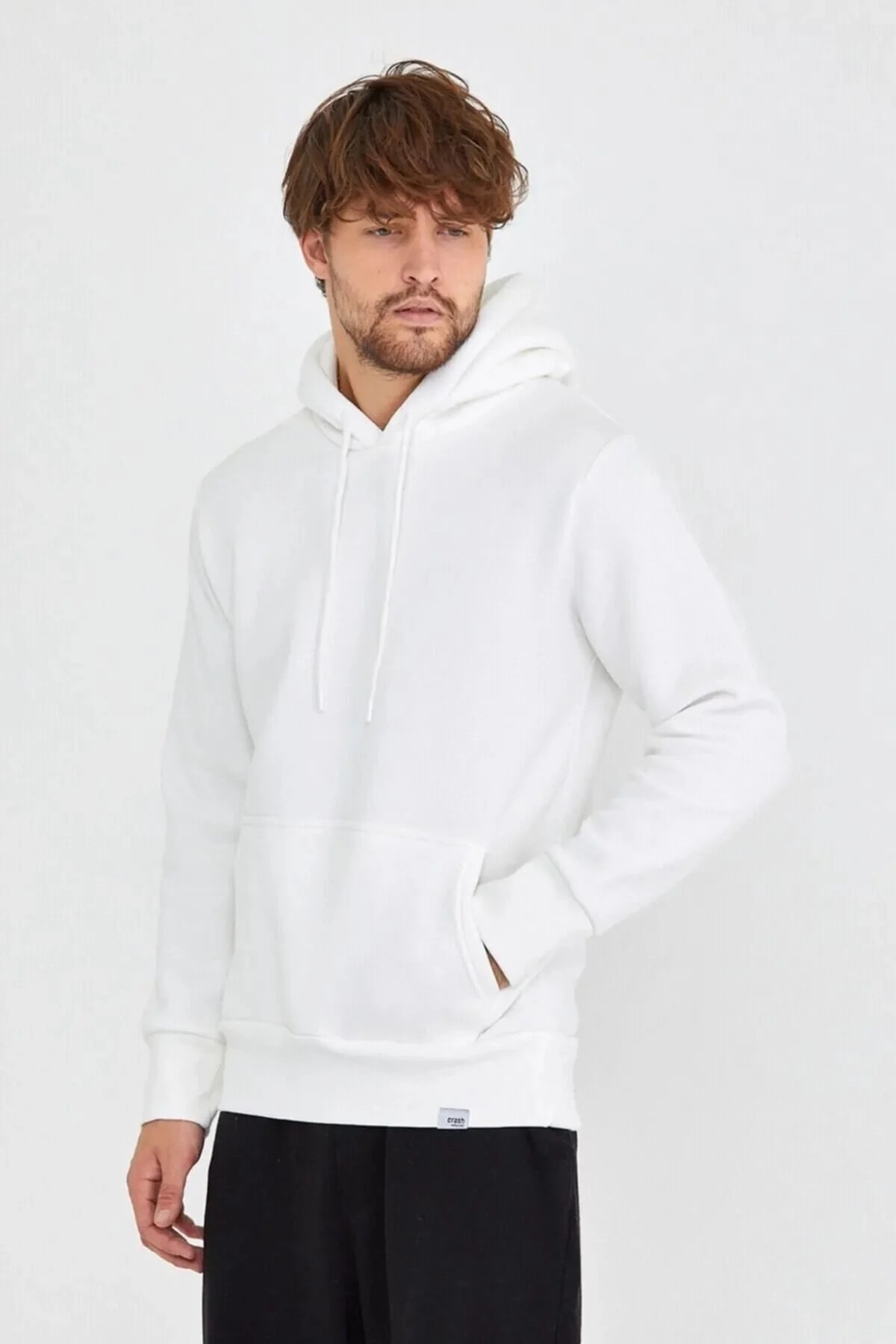 Beyaz Kapüşonlu Sweatshirt