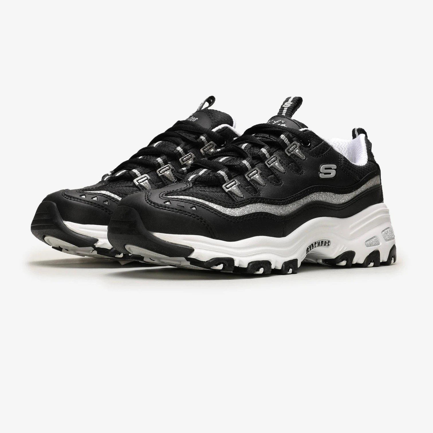 SKECHERS D'lites-Silver Black