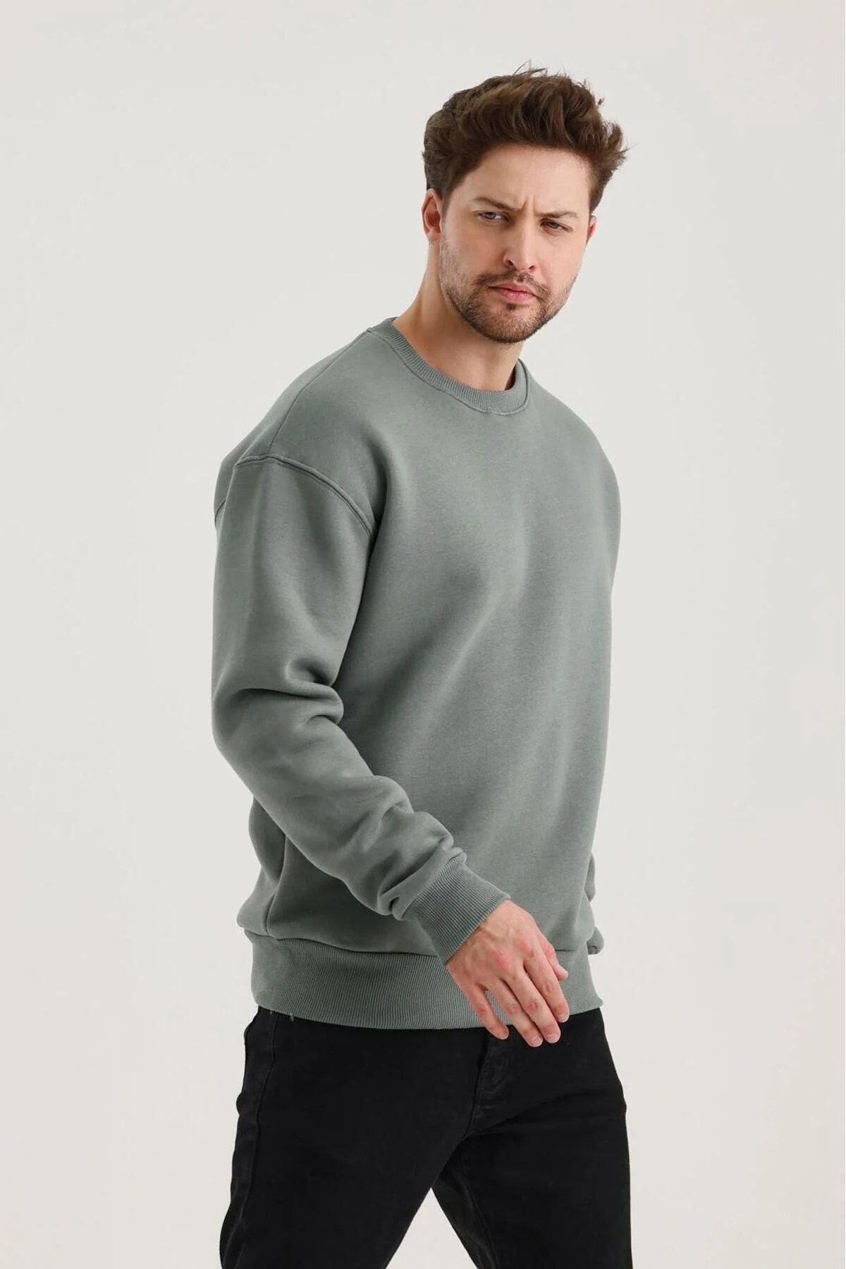 Gri Düz Sweatshirt