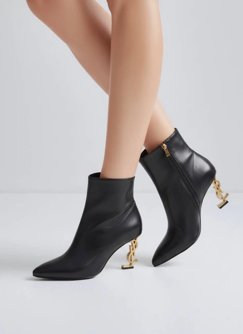 YSL DERİ VE TAŞLI BOT BLACK GOLD
